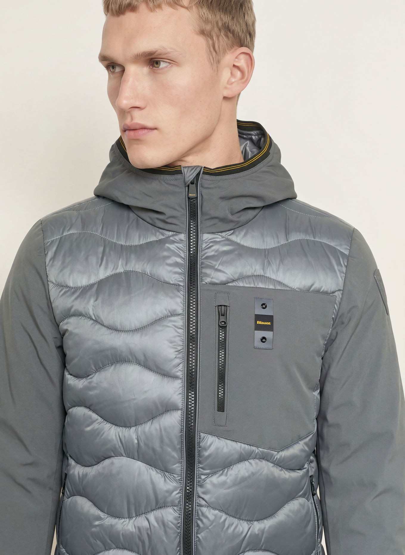 Blauer ALBERT Lightweight Down Jacket in a Material Blend: GRAY