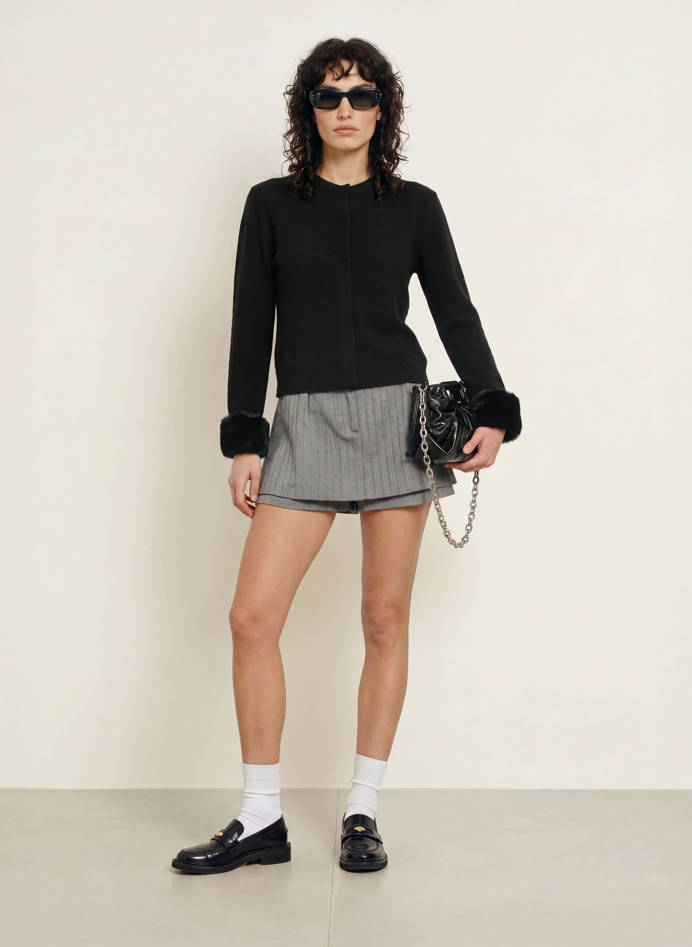 MRS & HUGS Gilet en fausse fourrure: NOIR