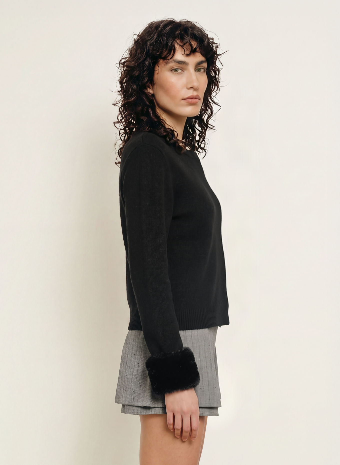MRS & HUGS Gilet en fausse fourrure: NOIR
