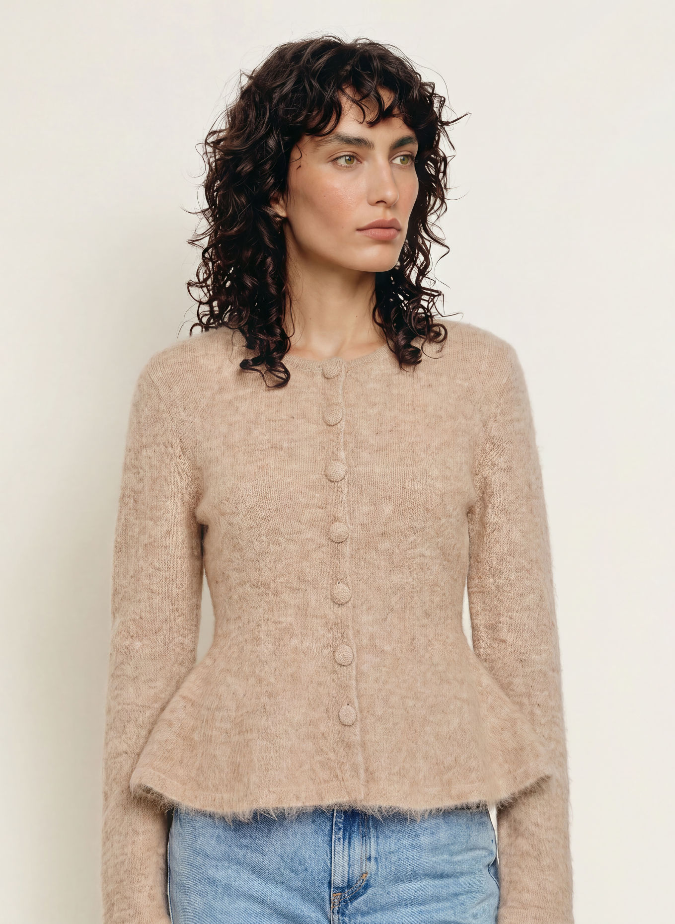 MRS & HUGS Cardigan with alpaca: BEIGE