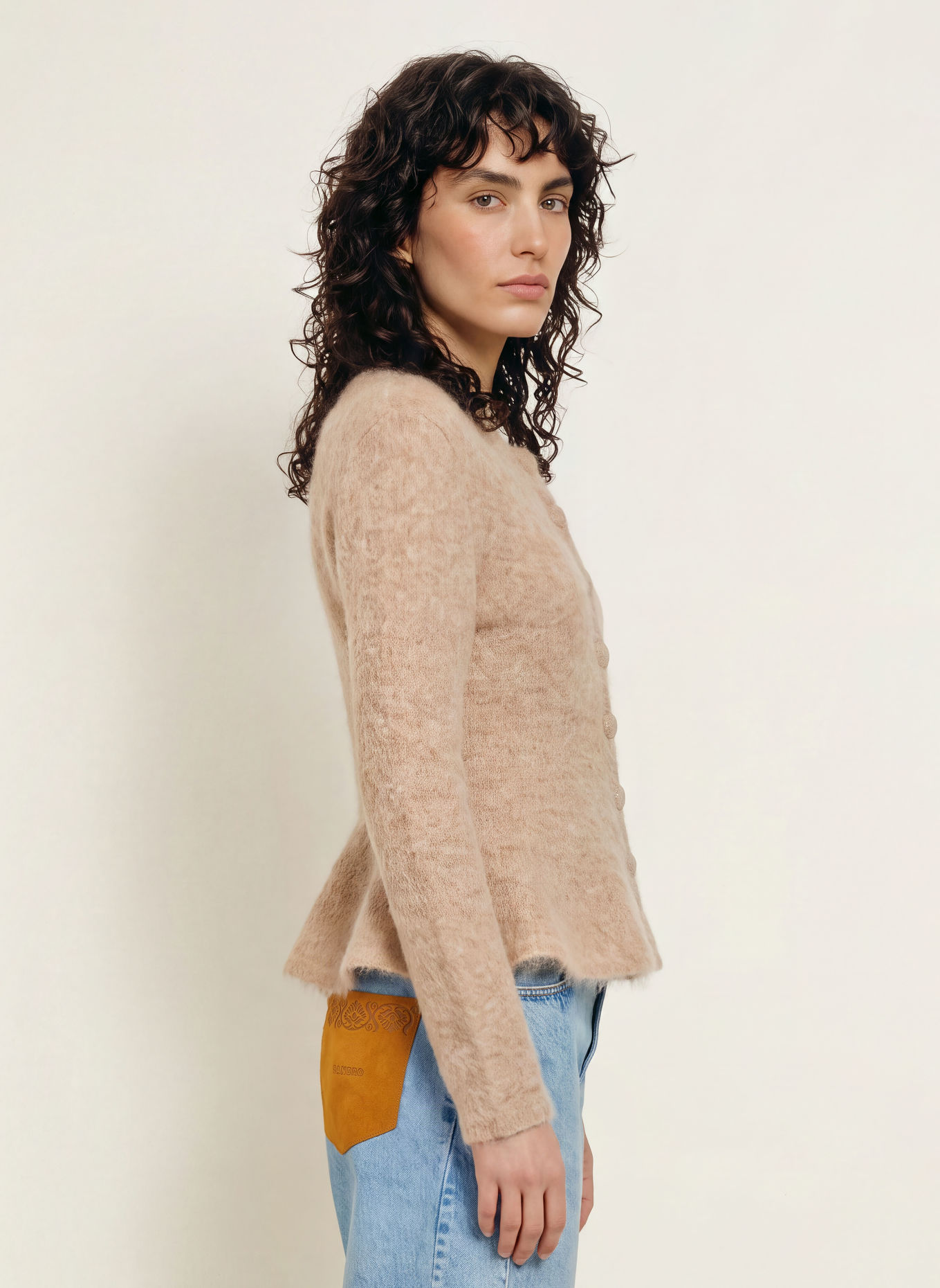 MRS & HUGS Cardigan with alpaca: BEIGE