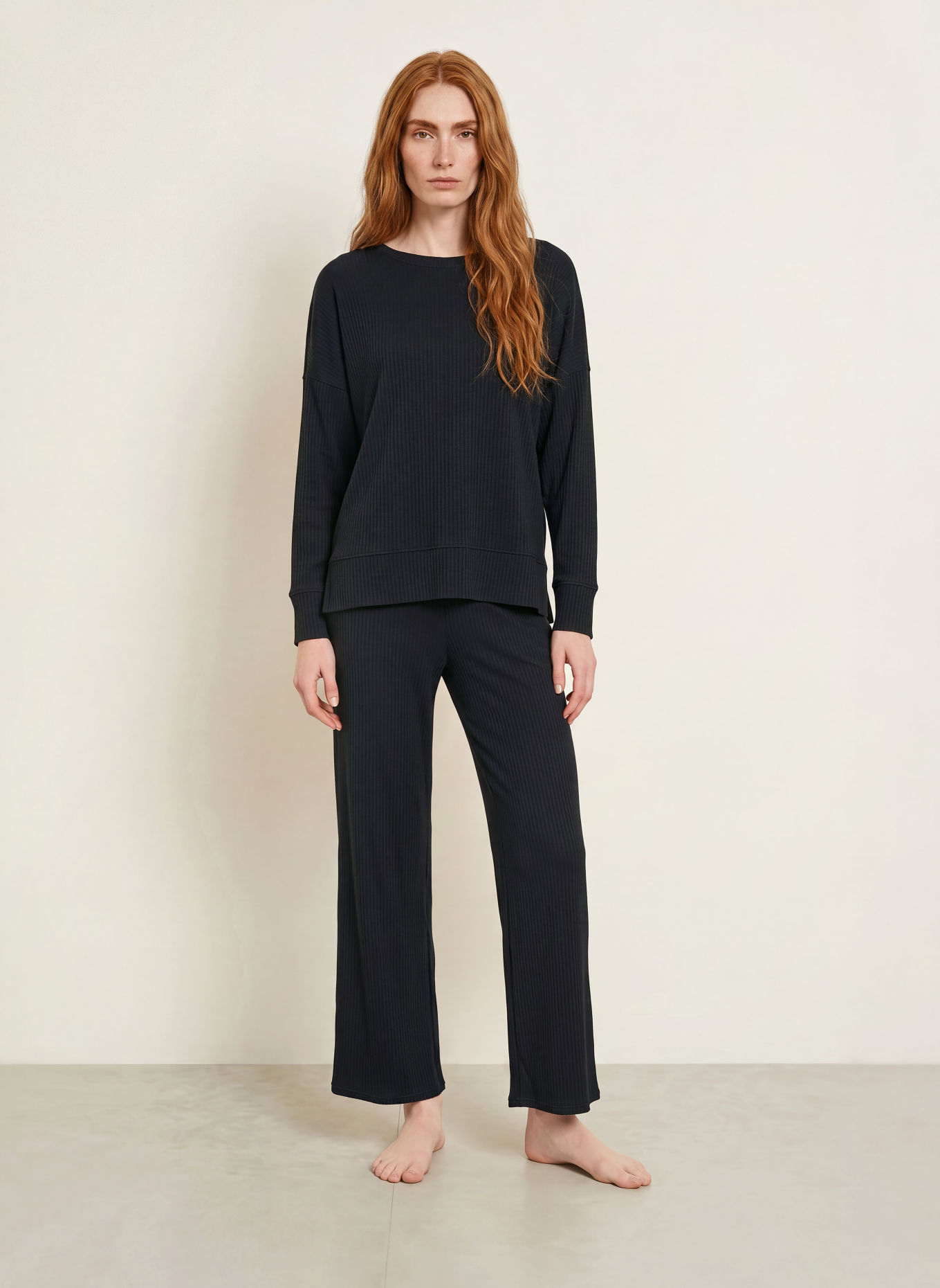 CALIDA Schlafsirt FEMININE LOUNGE: SCHWARZ