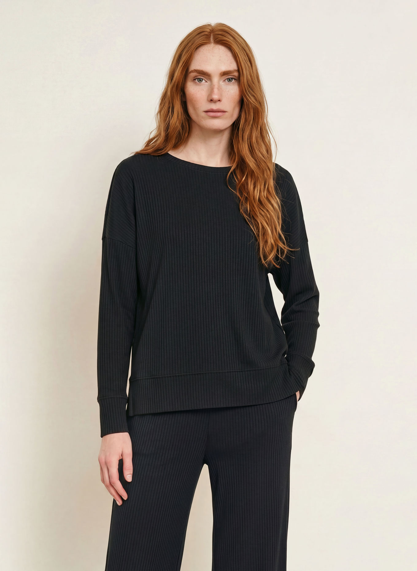 CALIDA Schlafsirt FEMININE LOUNGE: SCHWARZ