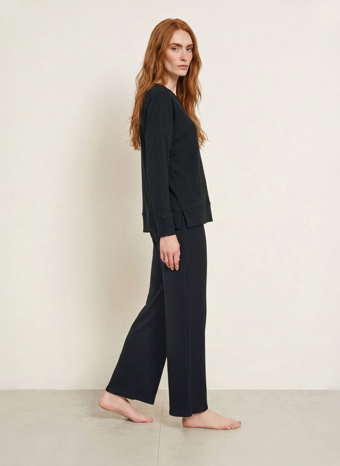 CALIDA Schlafsirt FEMININE LOUNGE: SCHWARZ