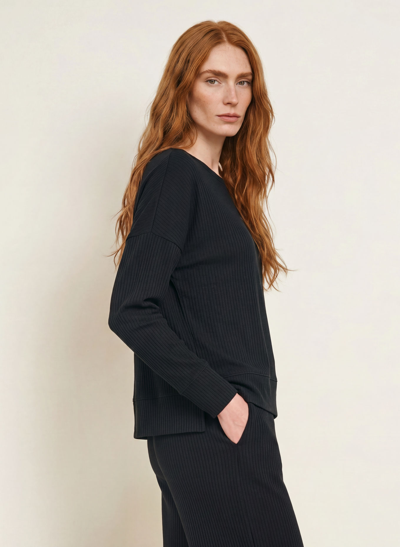 CALIDA Schlafsirt FEMININE LOUNGE: SCHWARZ