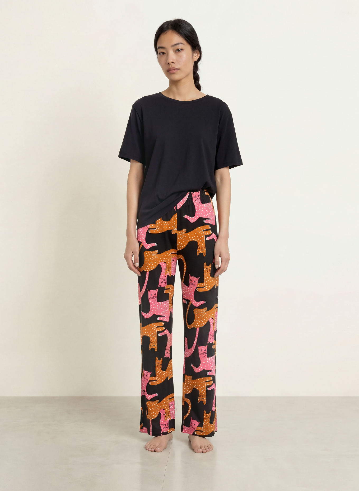 CALIDA Pyjamabroek SLEEP OVER M&M: ZWART / CAMEL / ROZE