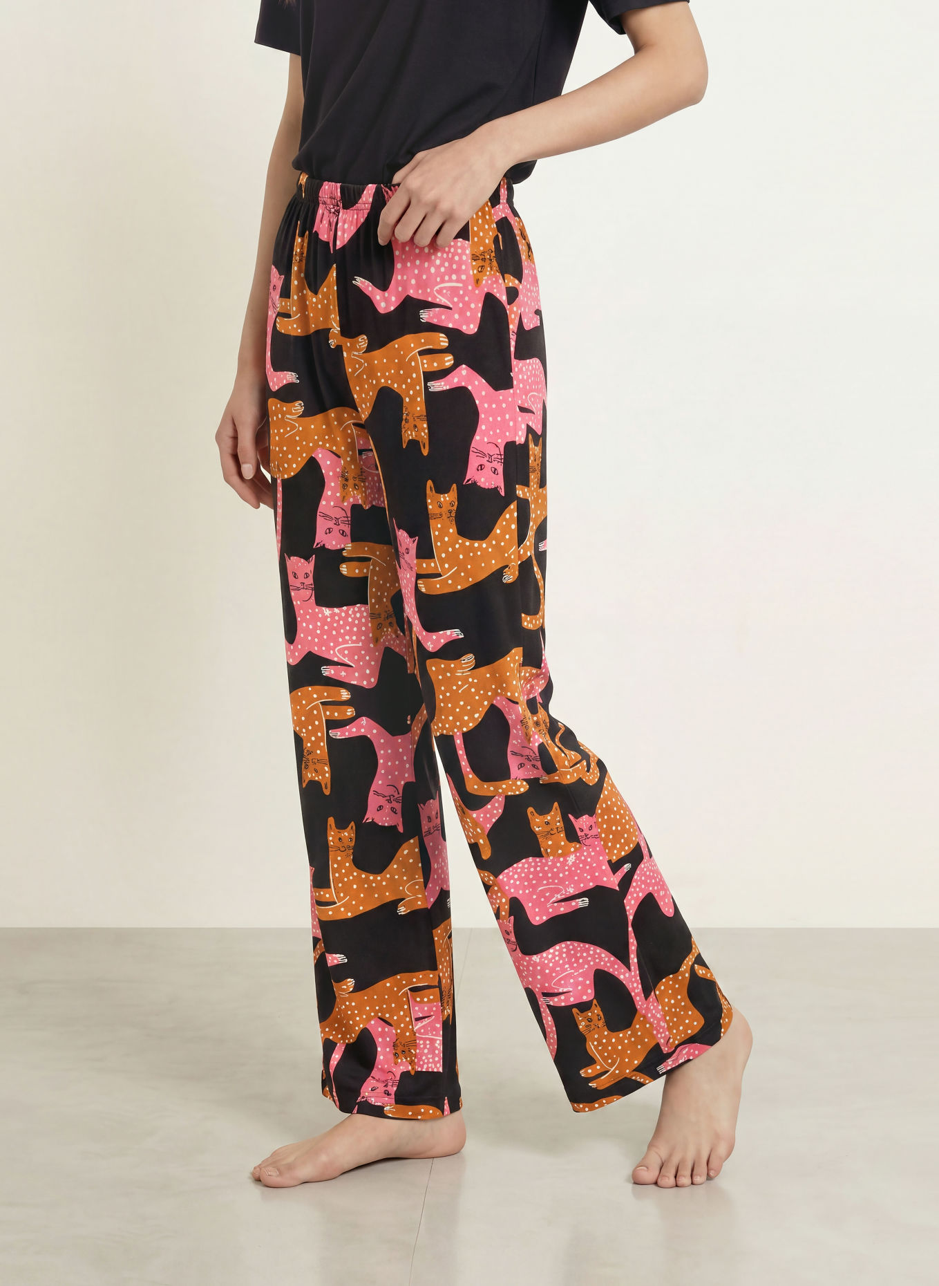 CALIDA Pyjamabroek SLEEP OVER M&M: ZWART / CAMEL / ROZE