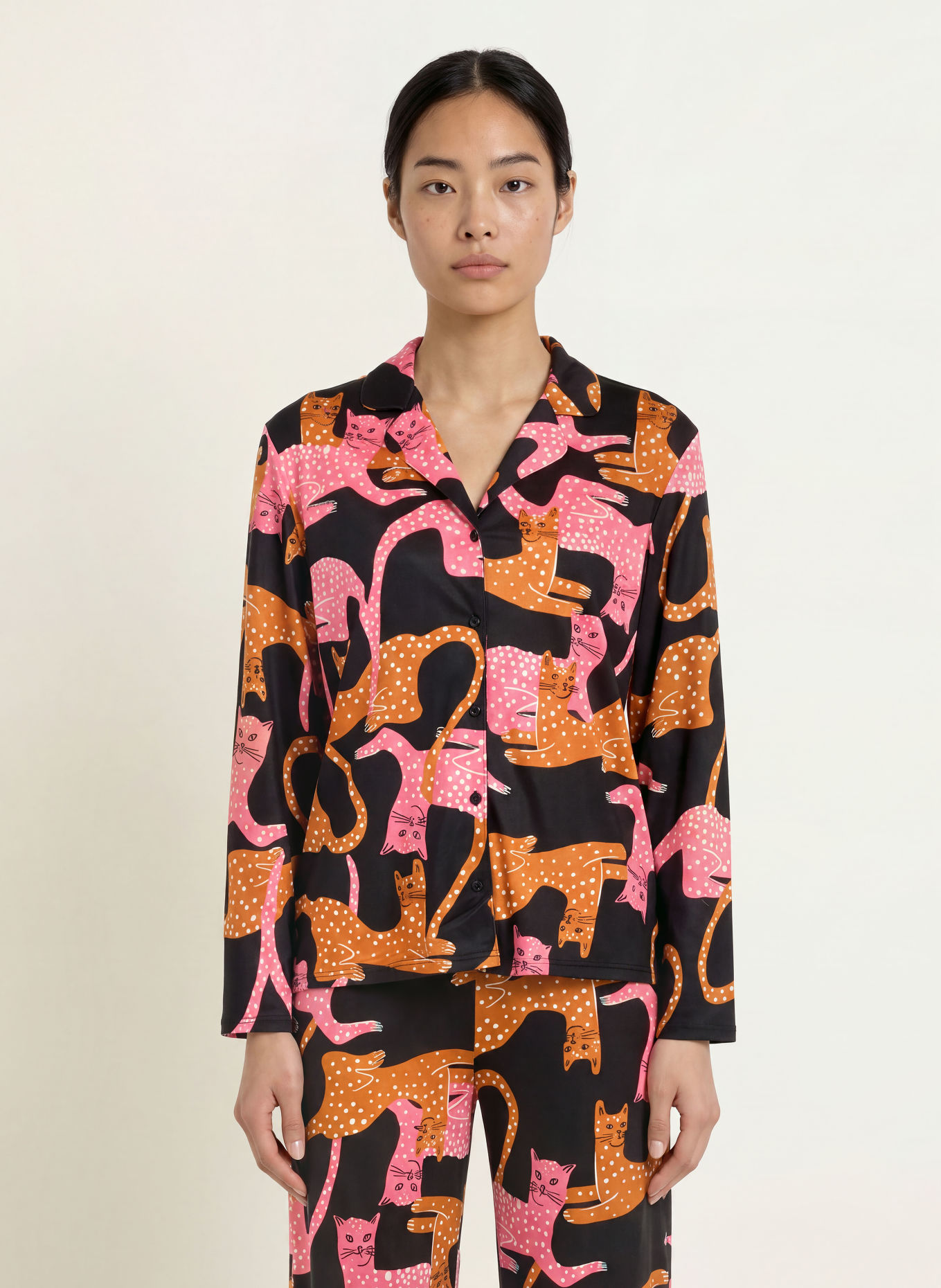 CALIDA Pyjamashirt SLEEP OVER M&M: ZWART / ROZE / WIT