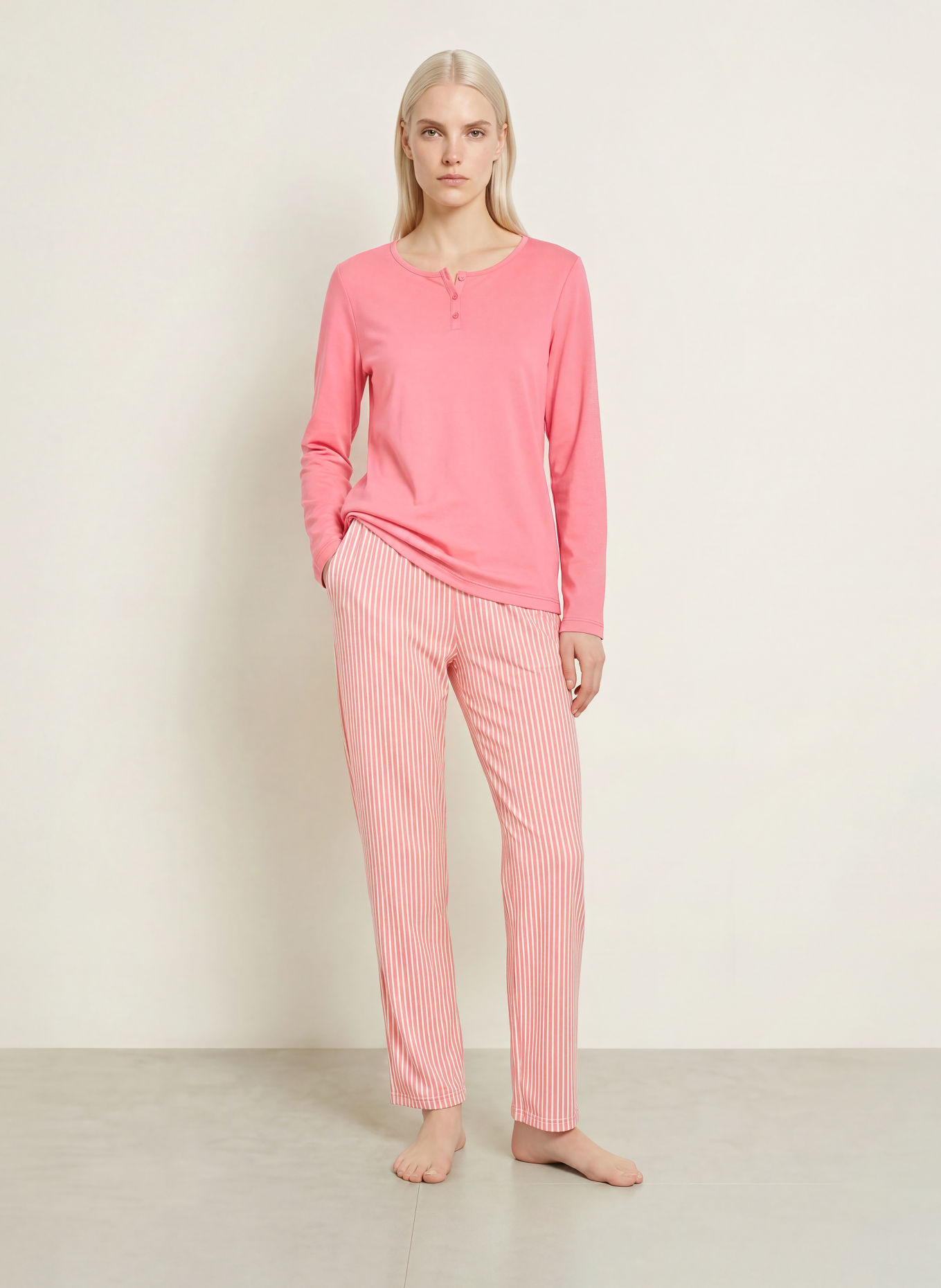 CALIDA Pantalon de pyjama: ROSE / VIEUX ROSE / BLANC
