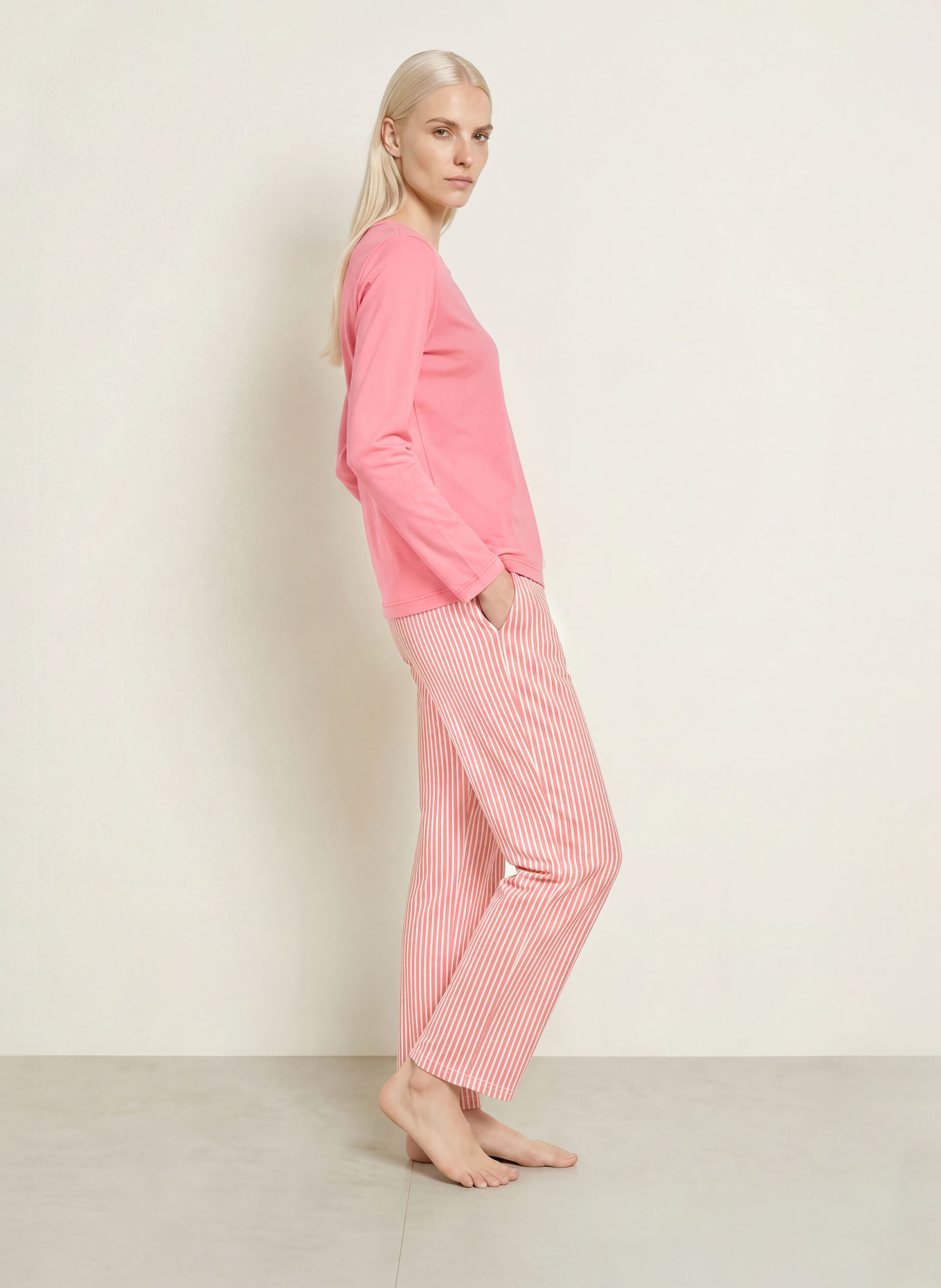 CALIDA Pantalon de pyjama: ROSE / VIEUX ROSE / BLANC
