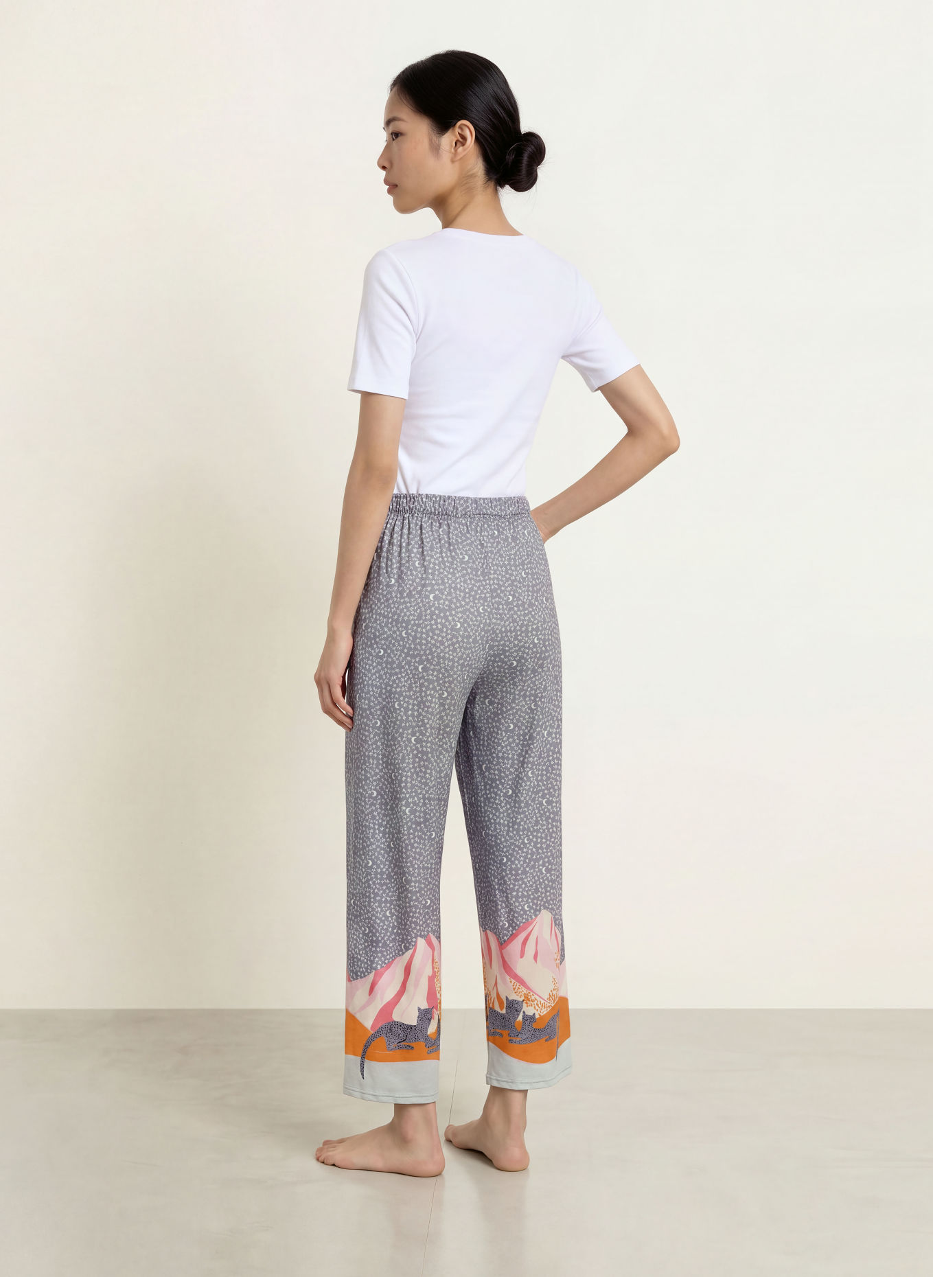 CALIDA 7/8-pyjamabroek SLEEP OVER M&M: BLAUWGRIJS / ROZE / CRÈME