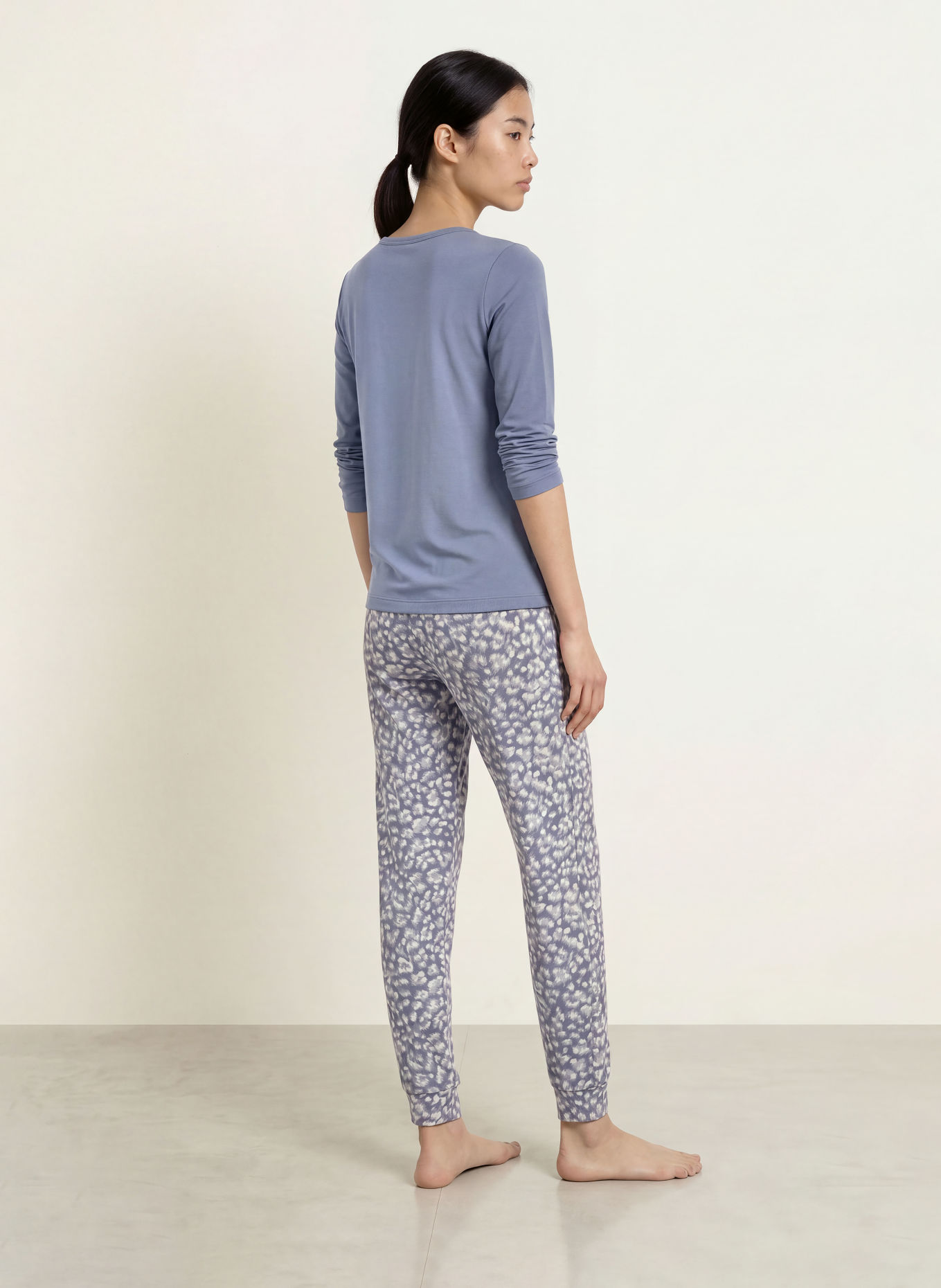 CALIDA Bas de pyjama SLEEP OVER M&M: BLEU GRIS / GRIS CLAIR / BLANC