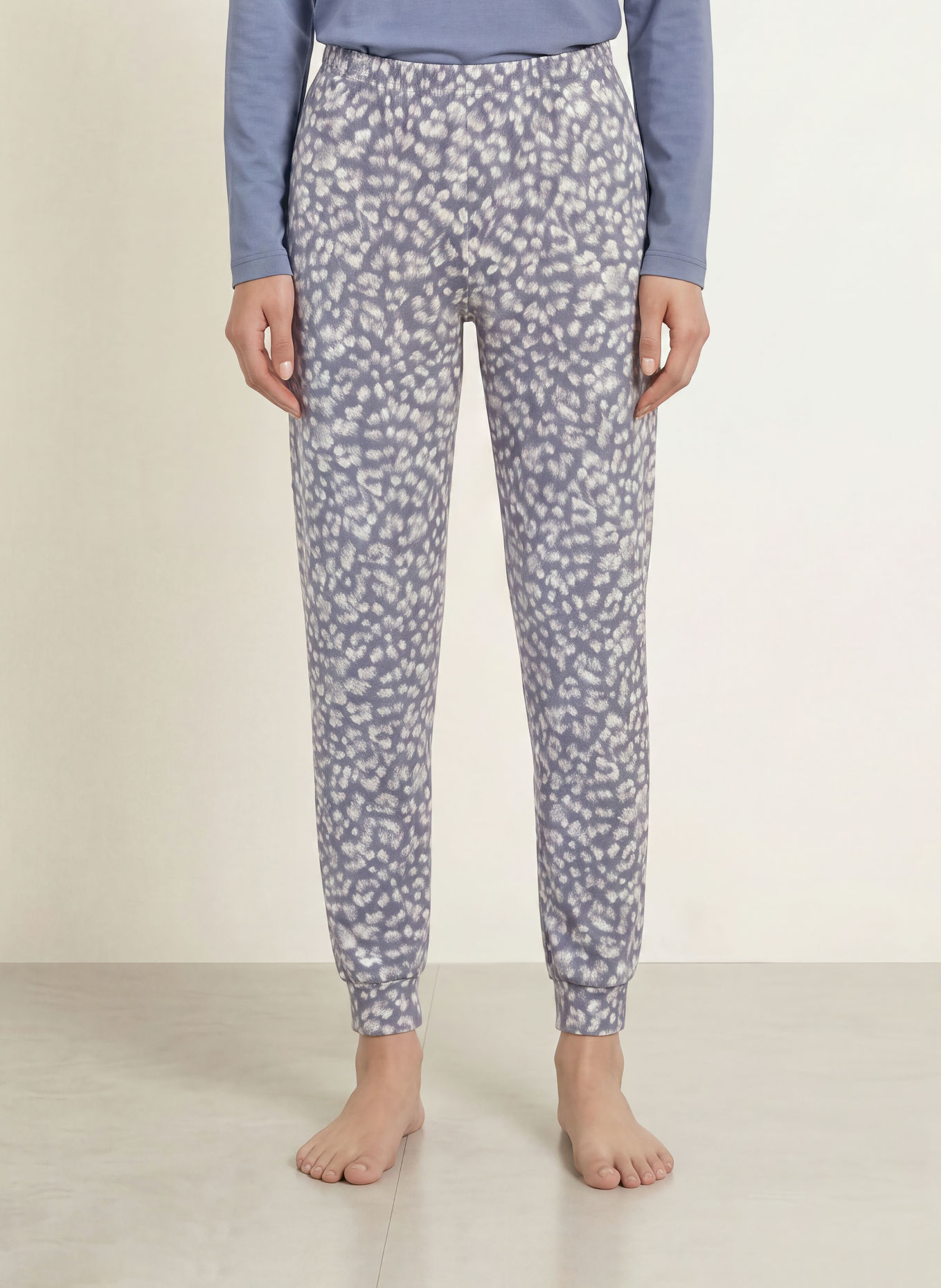 CALIDA Bas de pyjama SLEEP OVER M&M: BLEU GRIS / GRIS CLAIR / BLANC