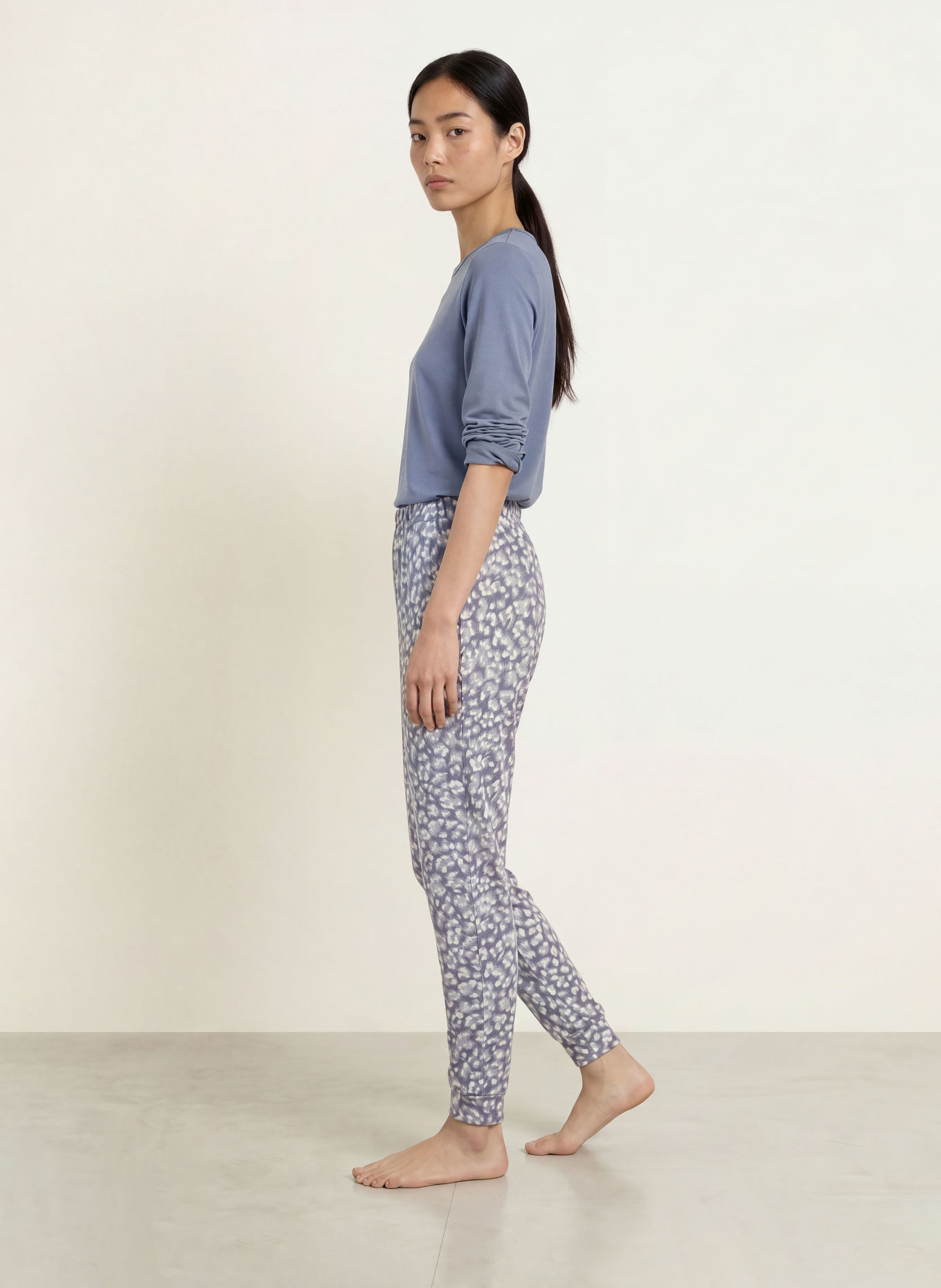 CALIDA Bas de pyjama SLEEP OVER M&M: BLEU GRIS / GRIS CLAIR / BLANC