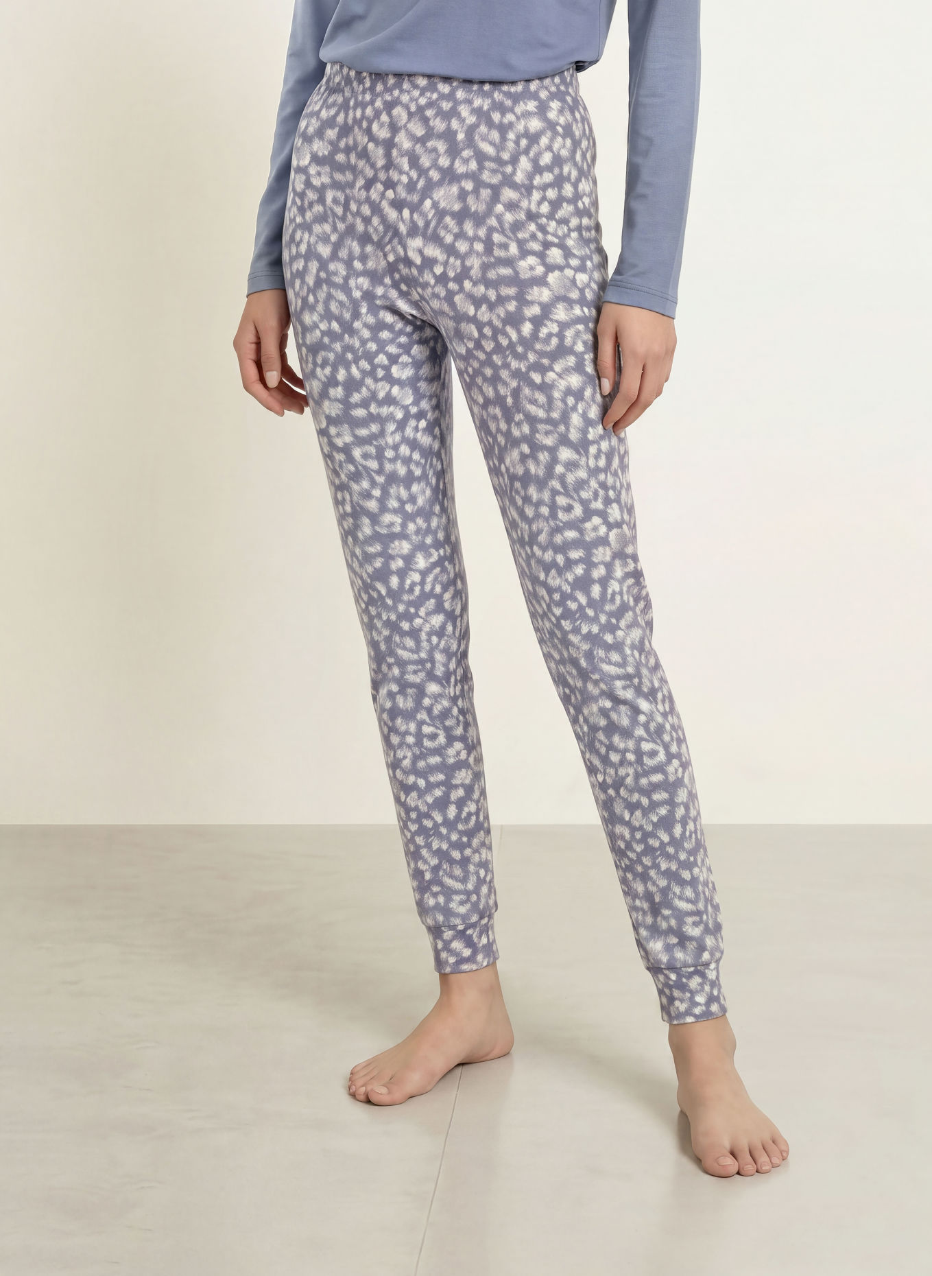 CALIDA Bas de pyjama SLEEP OVER M&M: BLEU GRIS / GRIS CLAIR / BLANC