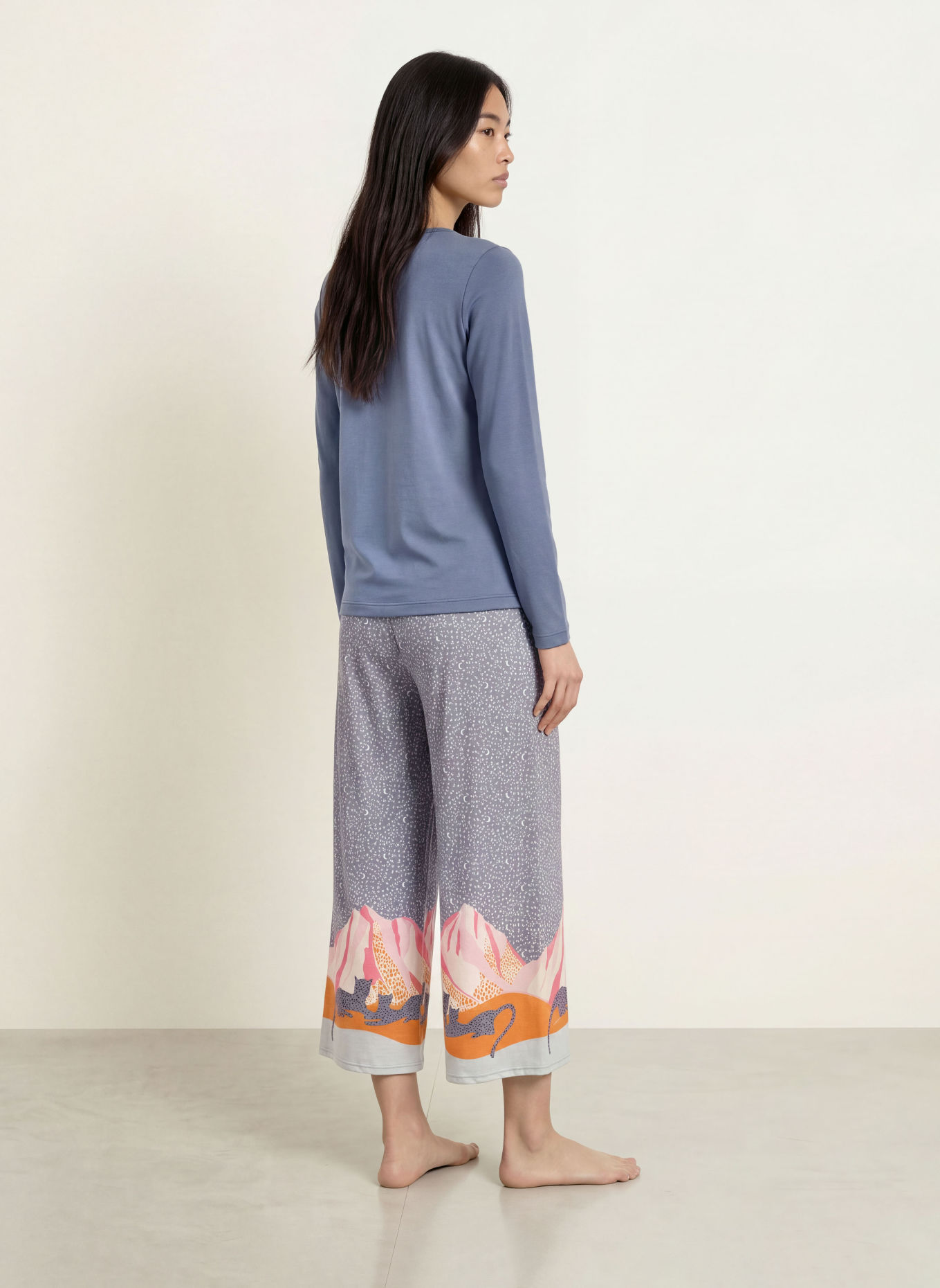 CALIDA Pyjamashirt SLEEP OVER M&M: BLAUWGRIJS