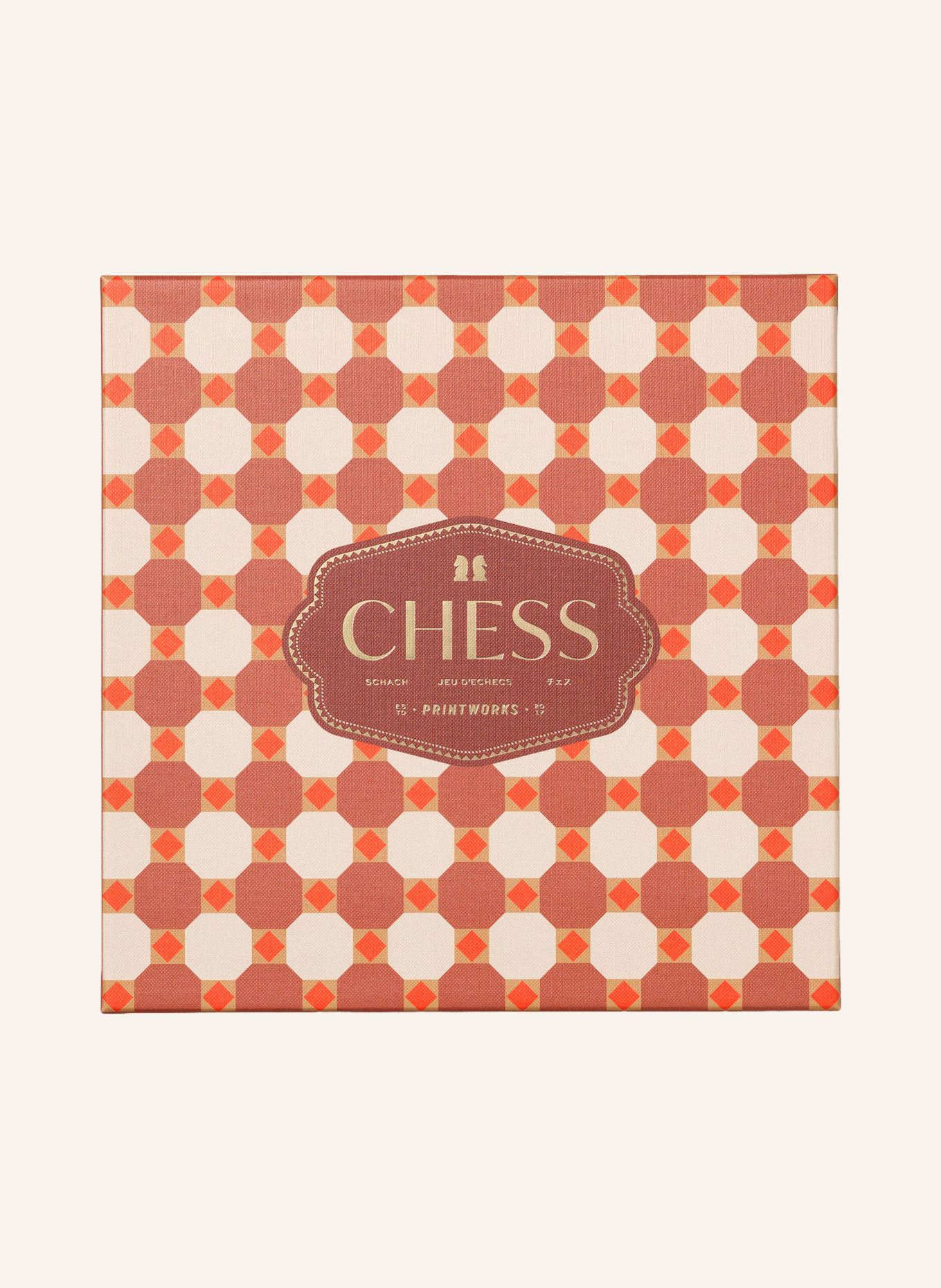 PRINTWORKS CHESS BAZAAR Chess Set: RED / LIGHT BROWN / BEIGE