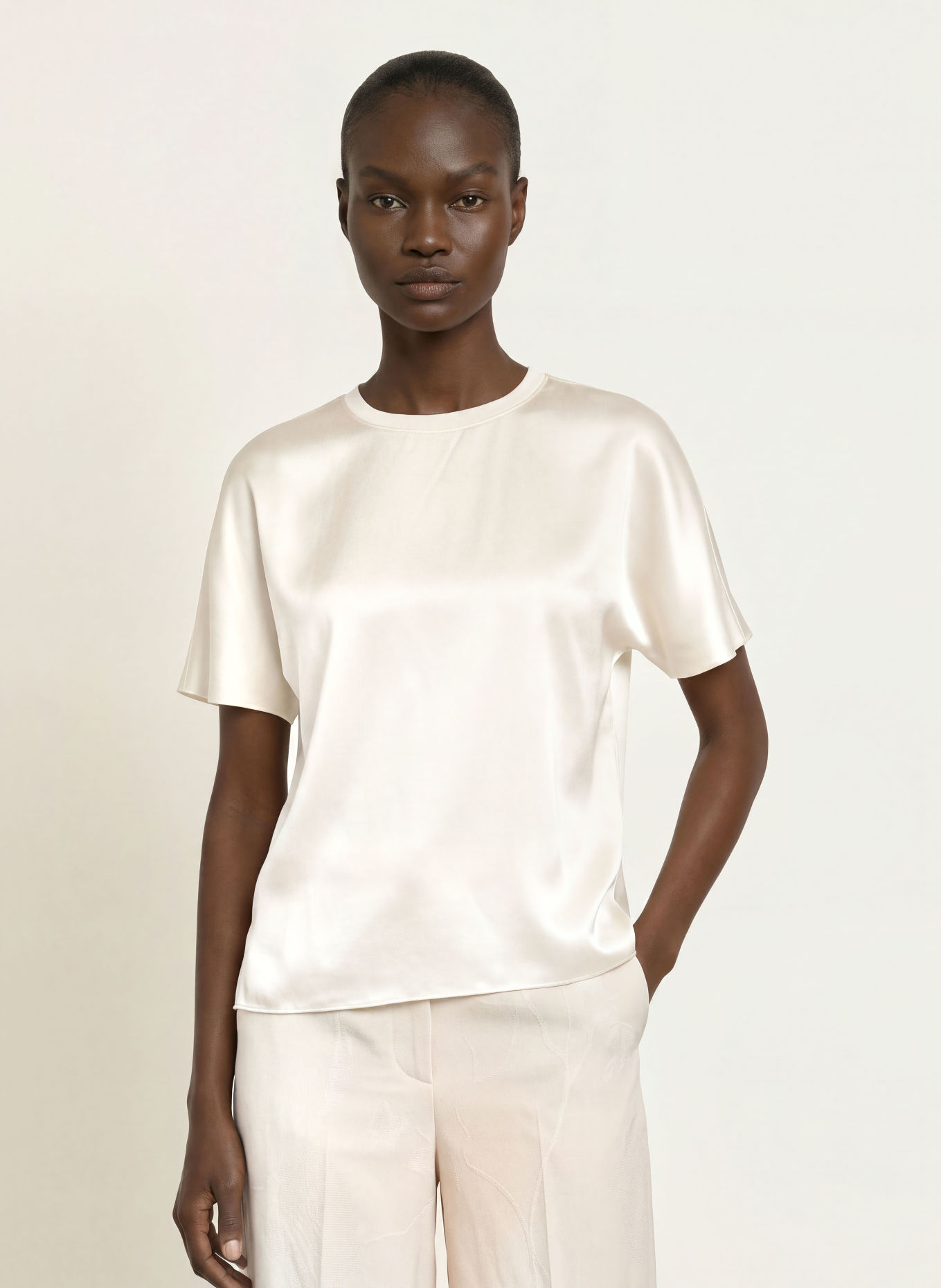 REISS LENA Silk Shirt blouse: ECRU