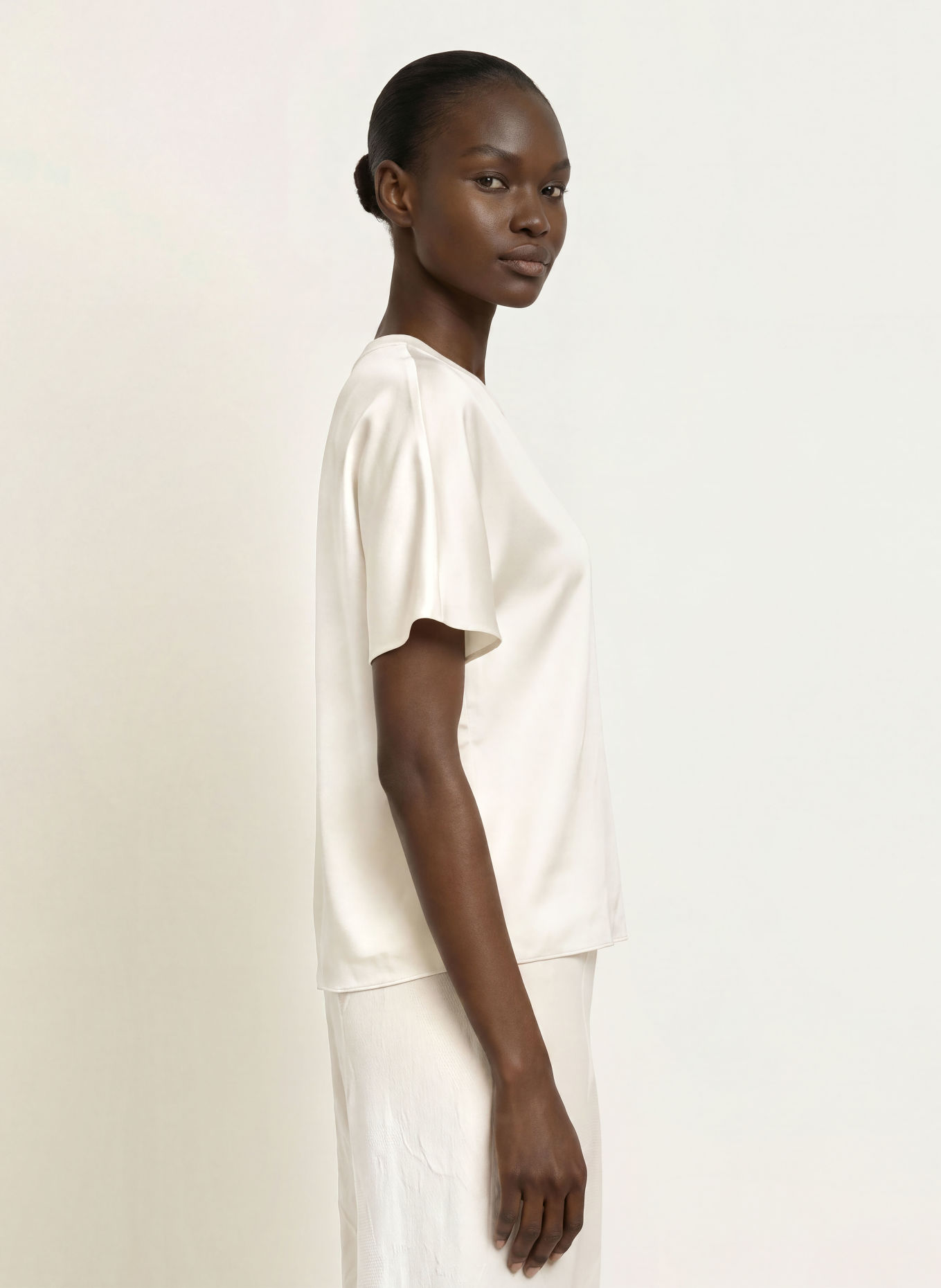 REISS LENA Silk Shirt blouse: ECRU