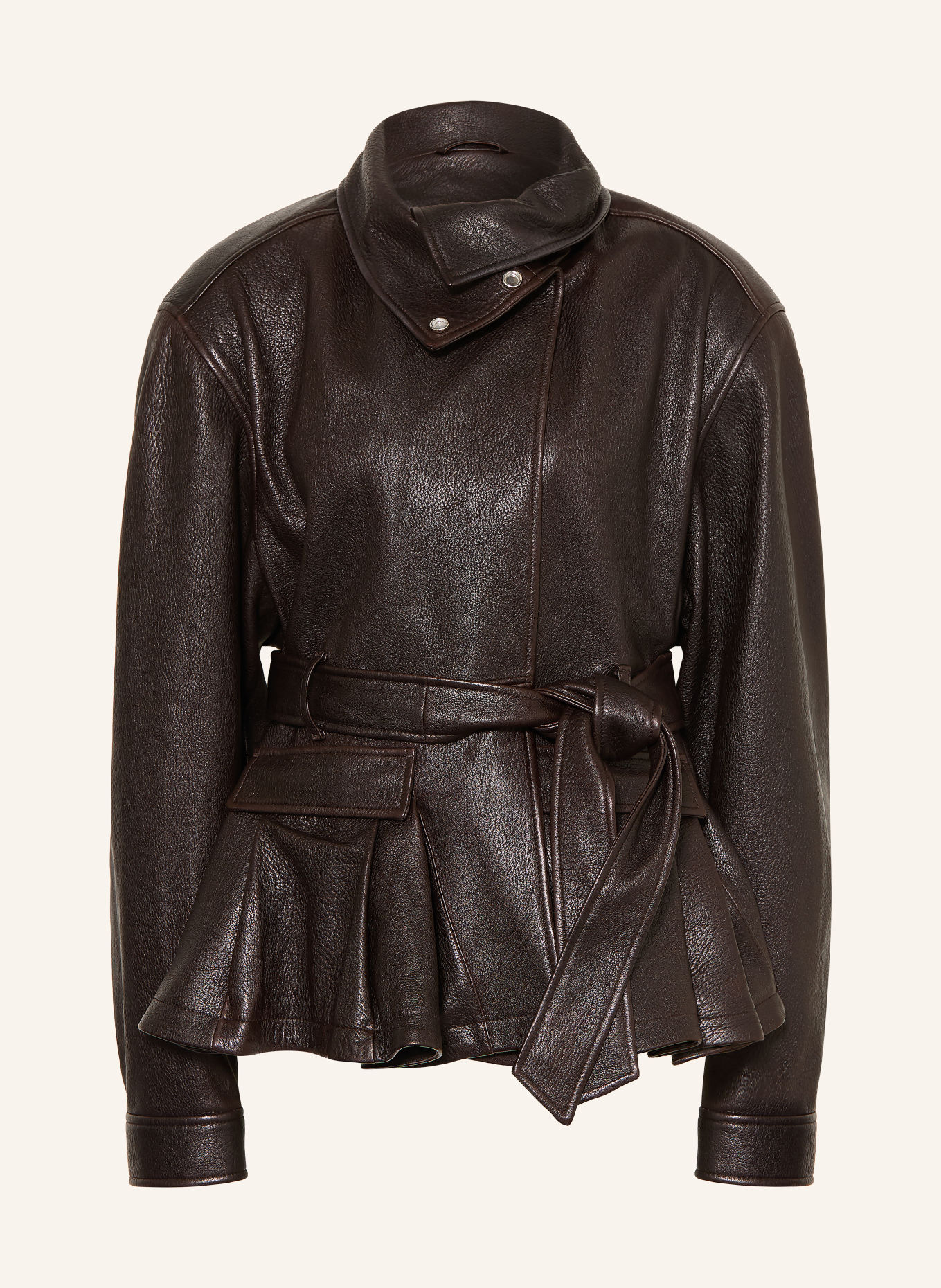 ARAKII Veste en cuir: MARRON FONCÉ