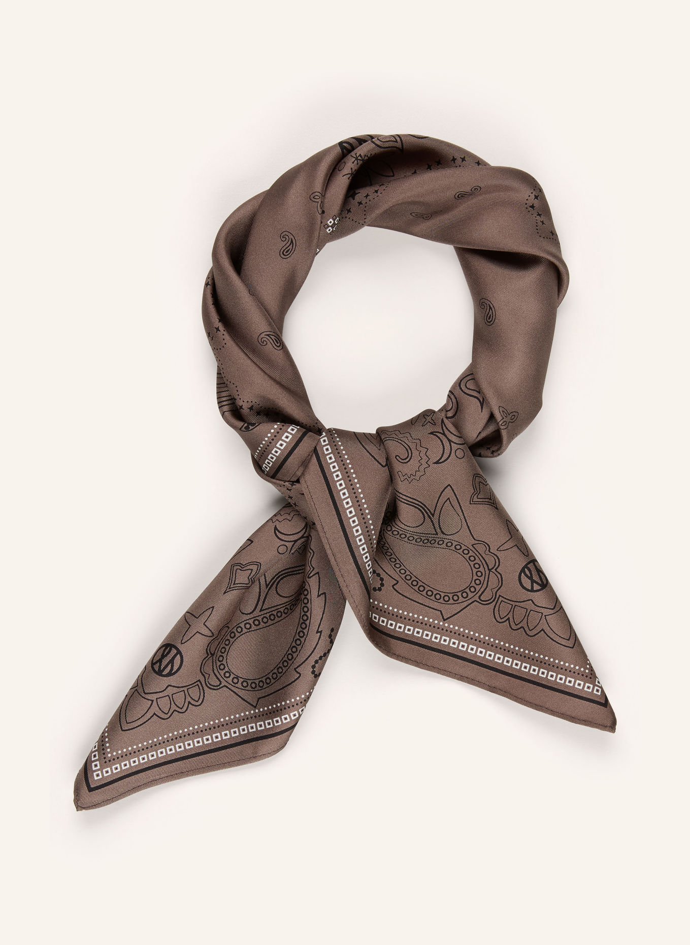 LESCARF Seidentuch: BRAUN / WEISS / SCHWARZ