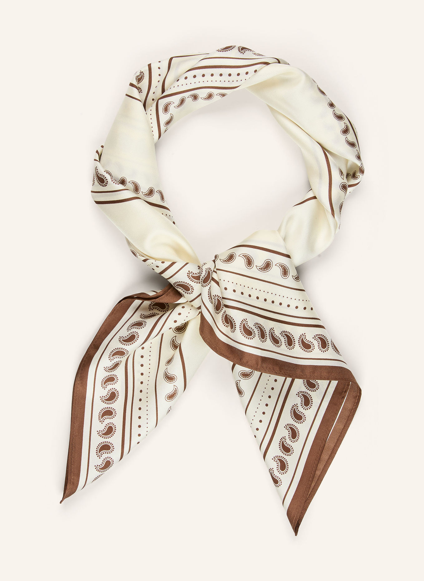LESCARF Seidentuch: CREME / DUNKELBRAUN