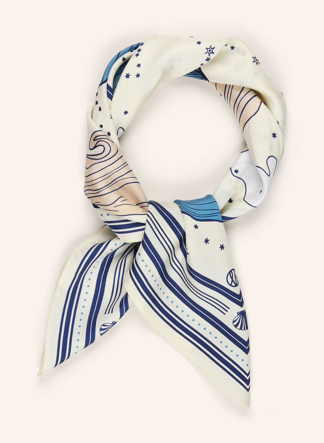 LESCARF Seidentuch: ECRU / DUNKELBLAU / BLAU