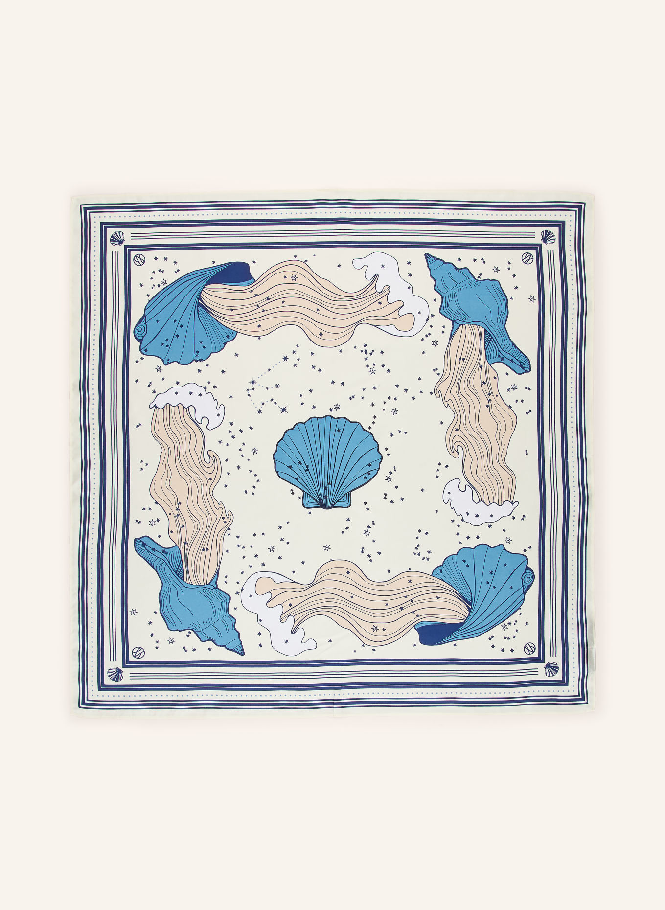 LESCARF Seidentuch: ECRU / DUNKELBLAU / BLAU
