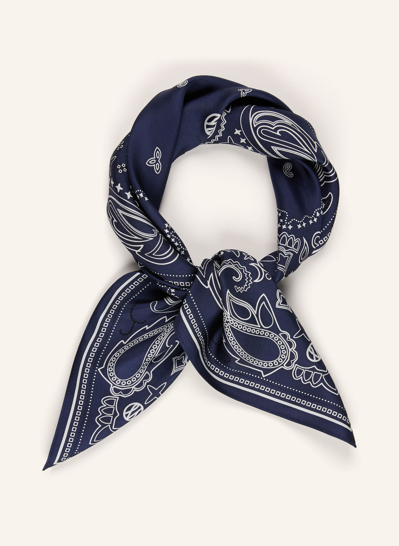 LESCARF Seidentuch: DUNKELBLAU / WEISS