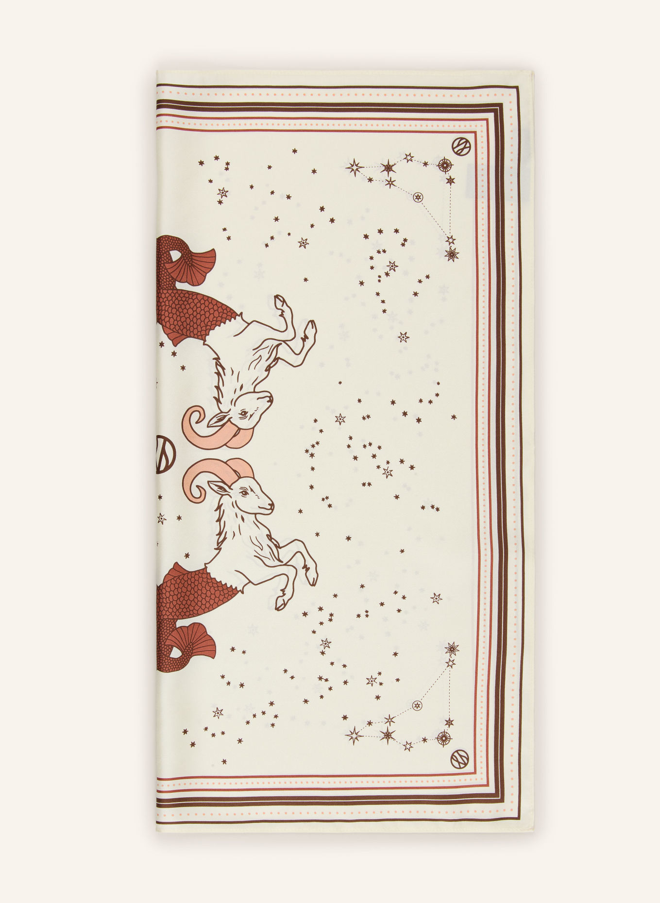 LESCARF Seidentuch: CREME / BRAUN / LACHS