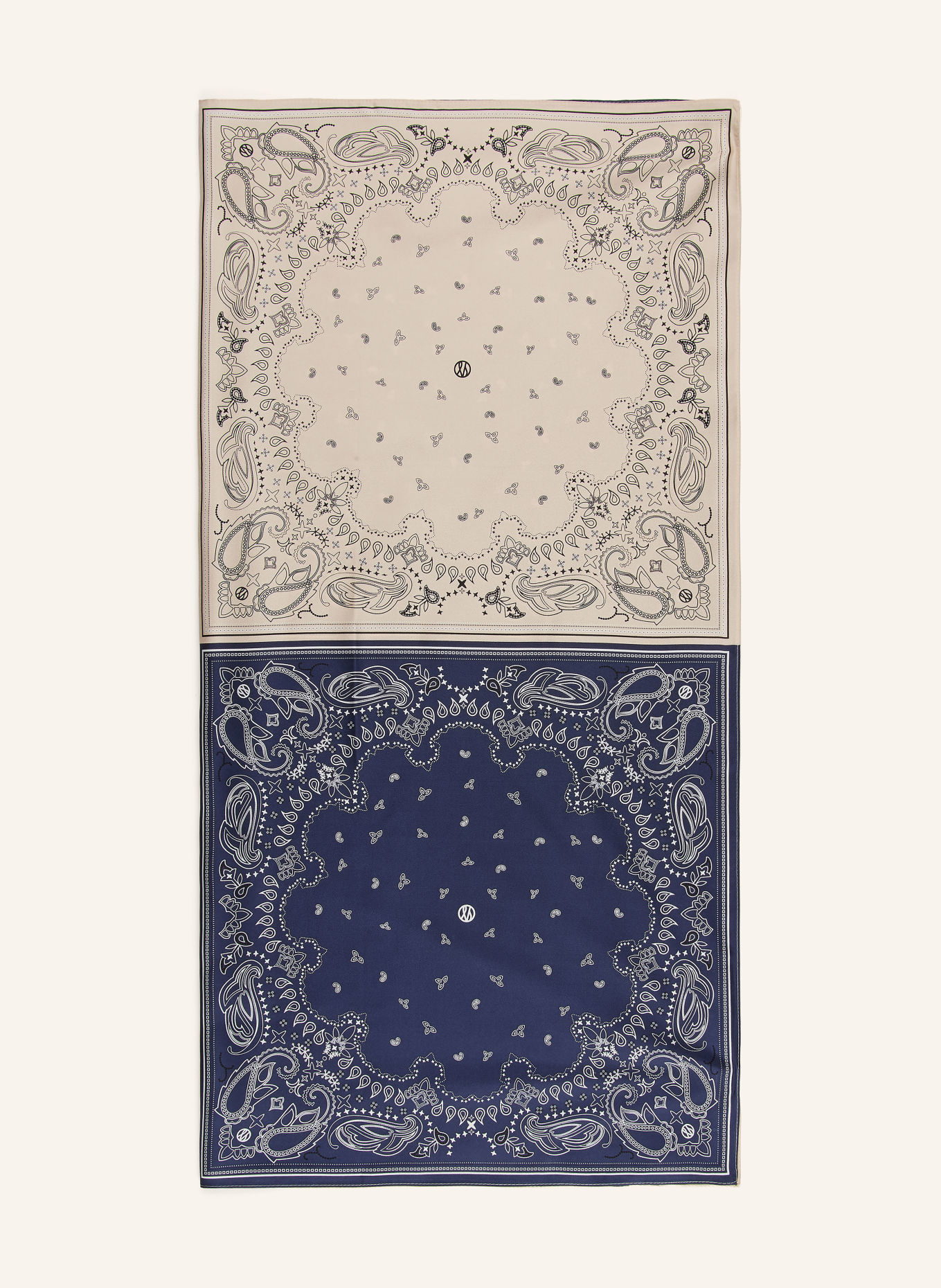 LESCARF Seidentuch: CREME / DUNKELBLAU / SCHWARZ
