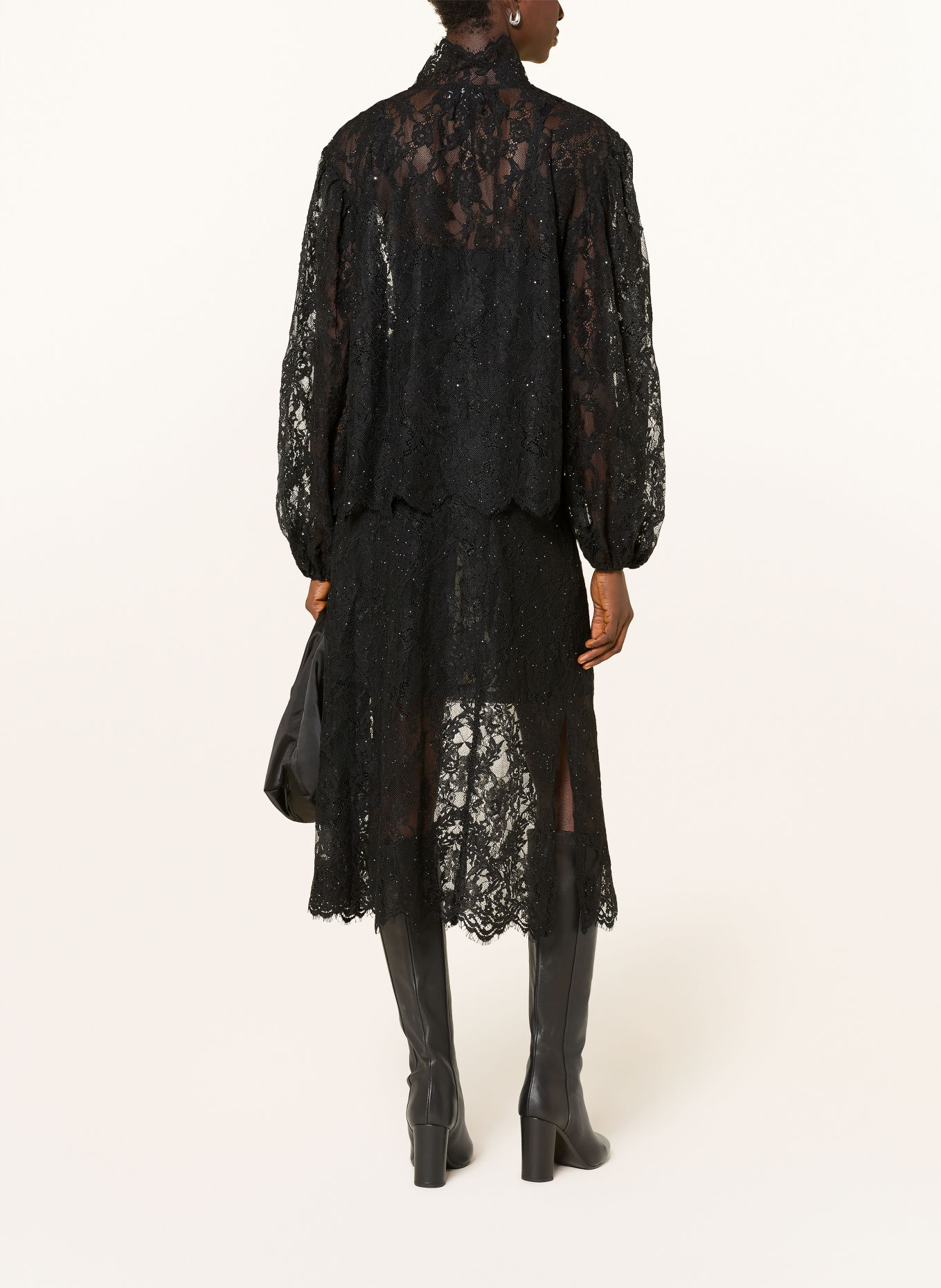 darling harbour Lace skirt with sequins: BLACK