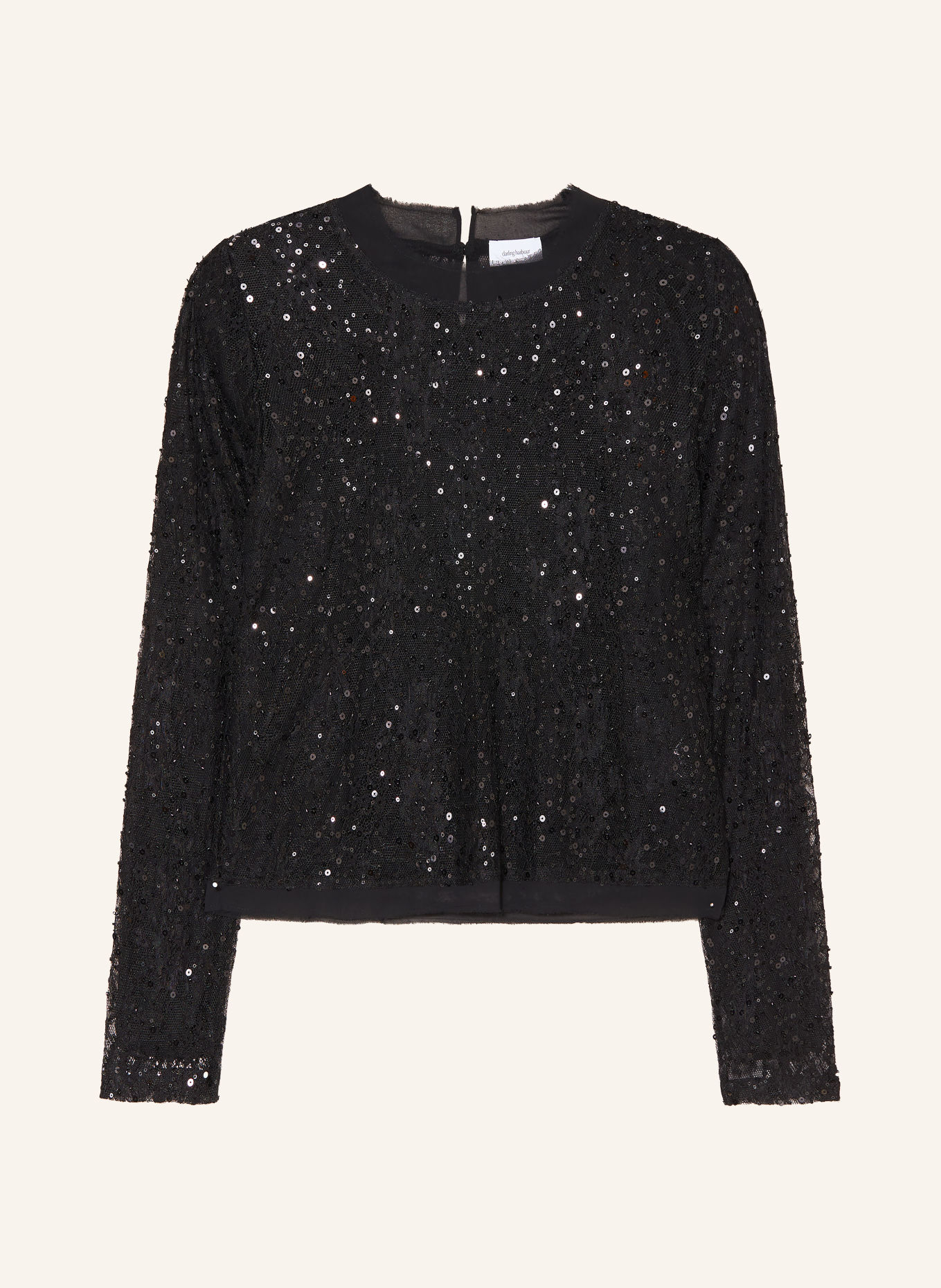 darling harbour Lace shirt blouse with sequins: BLACK