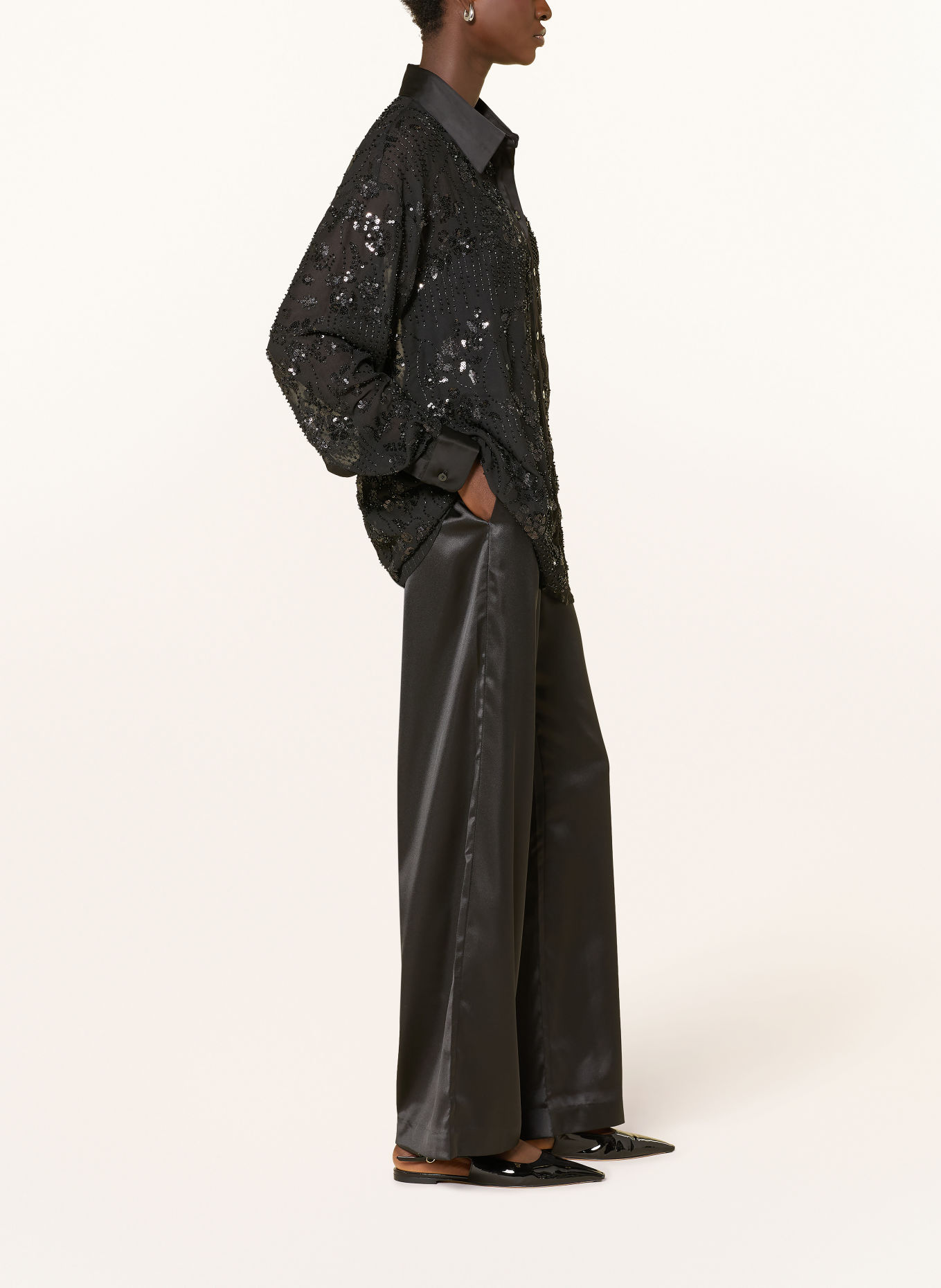 darling harbour Marlenehose aus Satin: BLACK