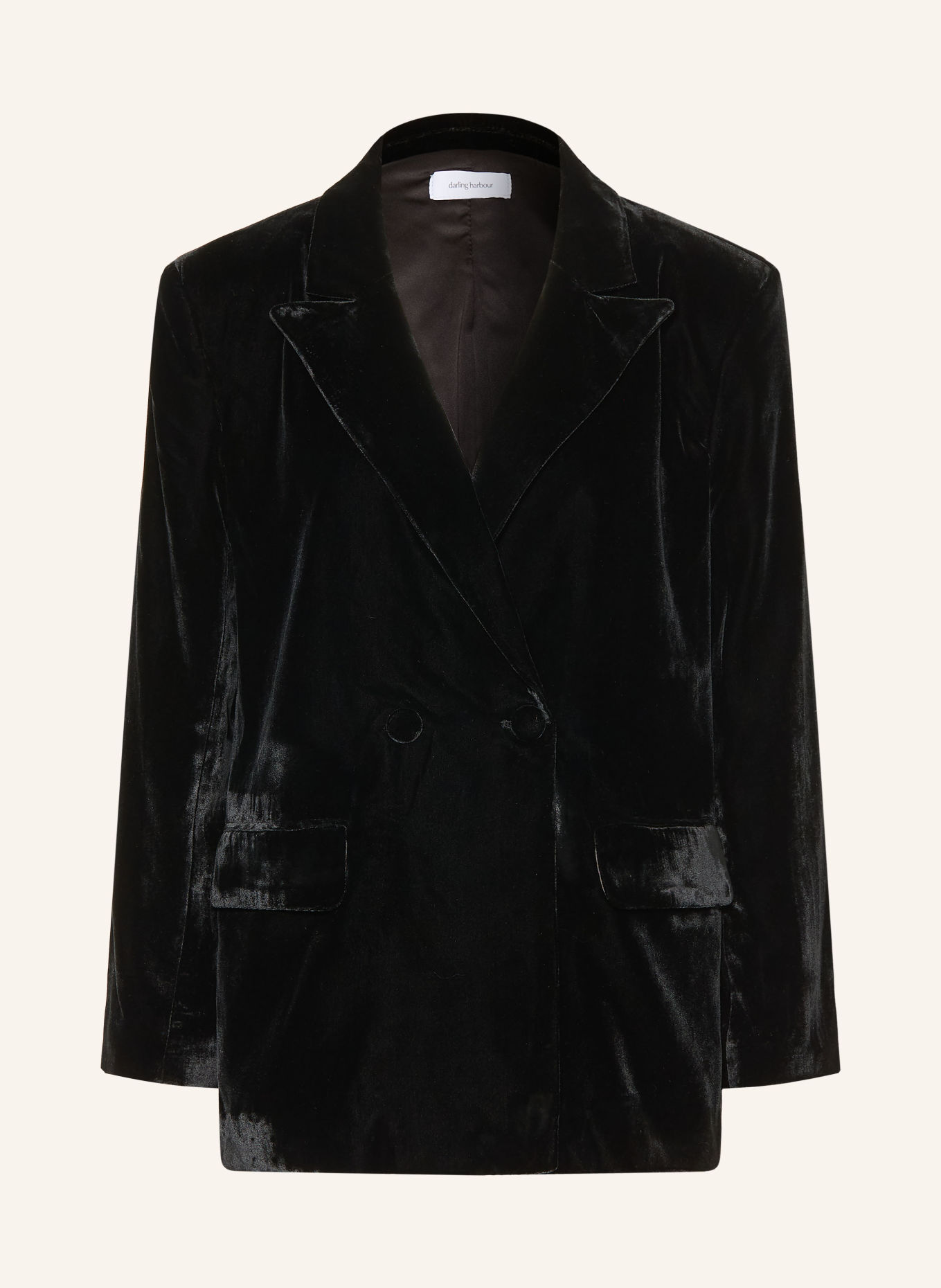 darling harbour Velvet Blazer: BLACK