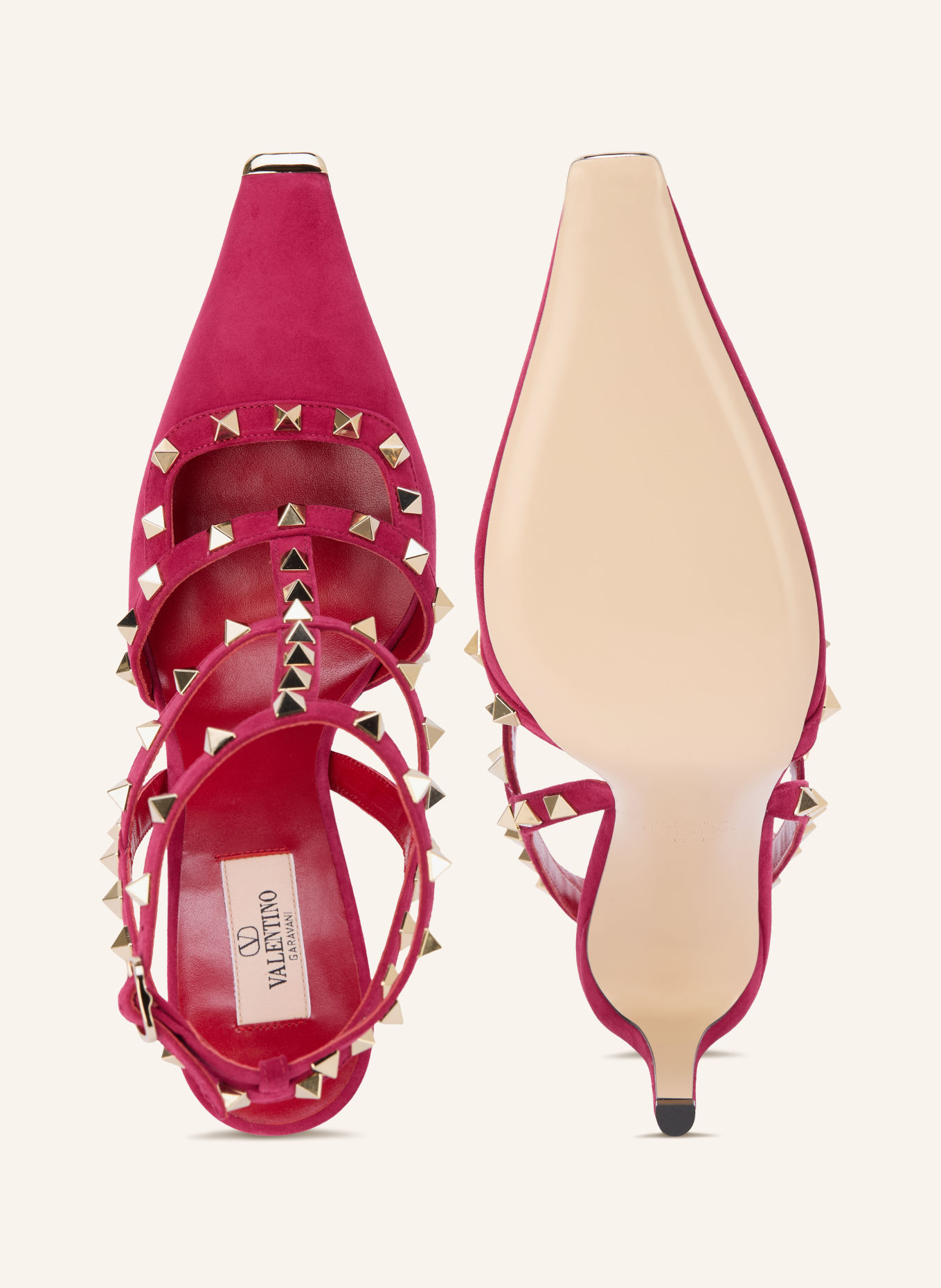 VALENTINO GARAVANI Slingpumps ROCKSTUD med nitter: RØD / GULD