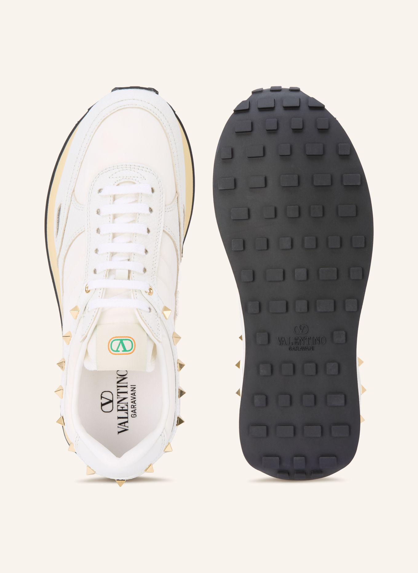 VALENTINO GARAVANI Sneaker STUD UP mit Nieten: WEISS / GOLD