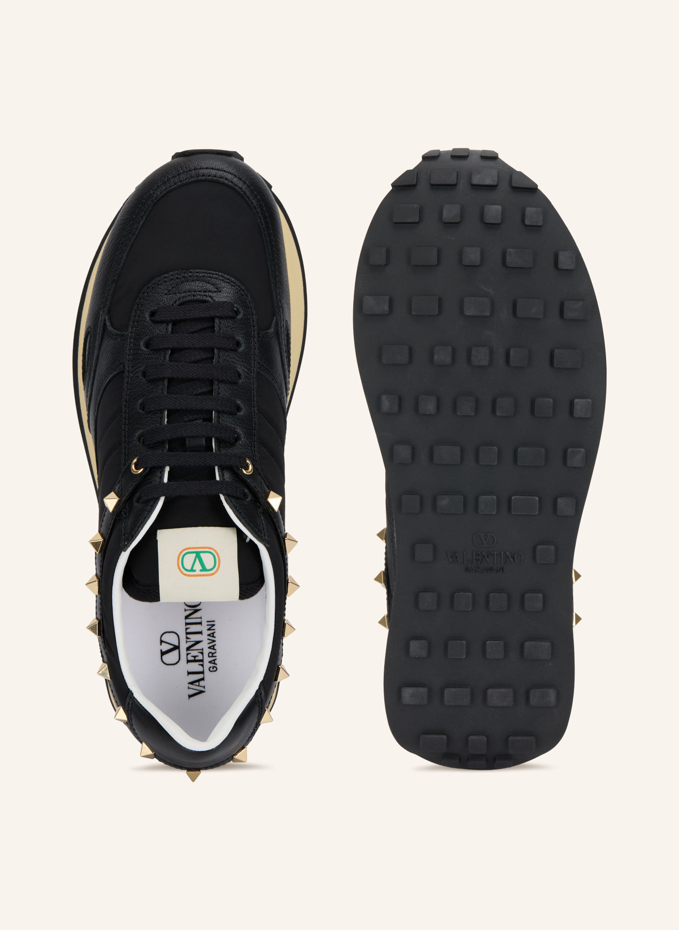 VALENTINO GARAVANI Sneaker STUD UP mit Nieten: SCHWARZ / GOLD