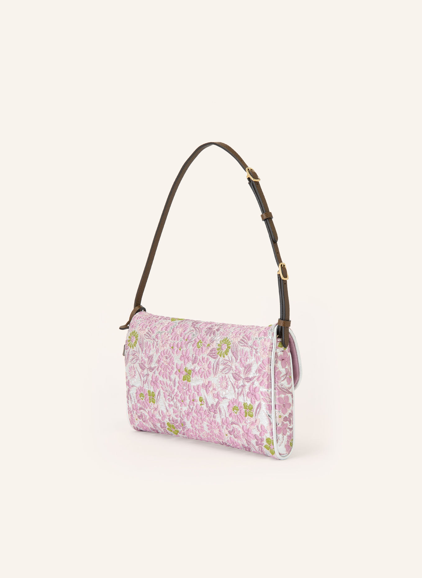 VALENTINO GARAVANI Schultertasche DEVAIN: ROSÉ / SILBER / GRÜN