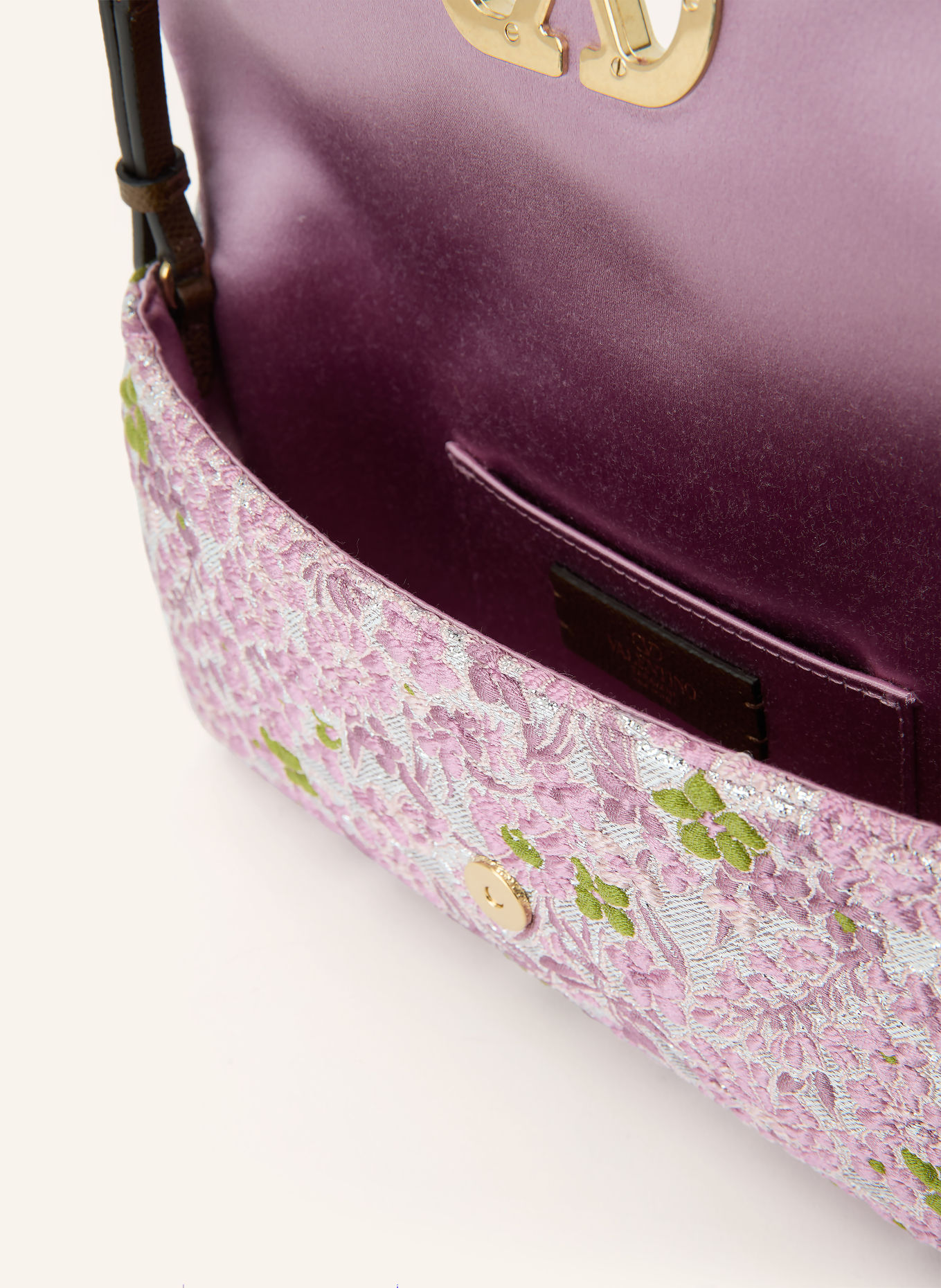 VALENTINO GARAVANI Schultertasche DEVAIN: ROSÉ / SILBER / GRÜN