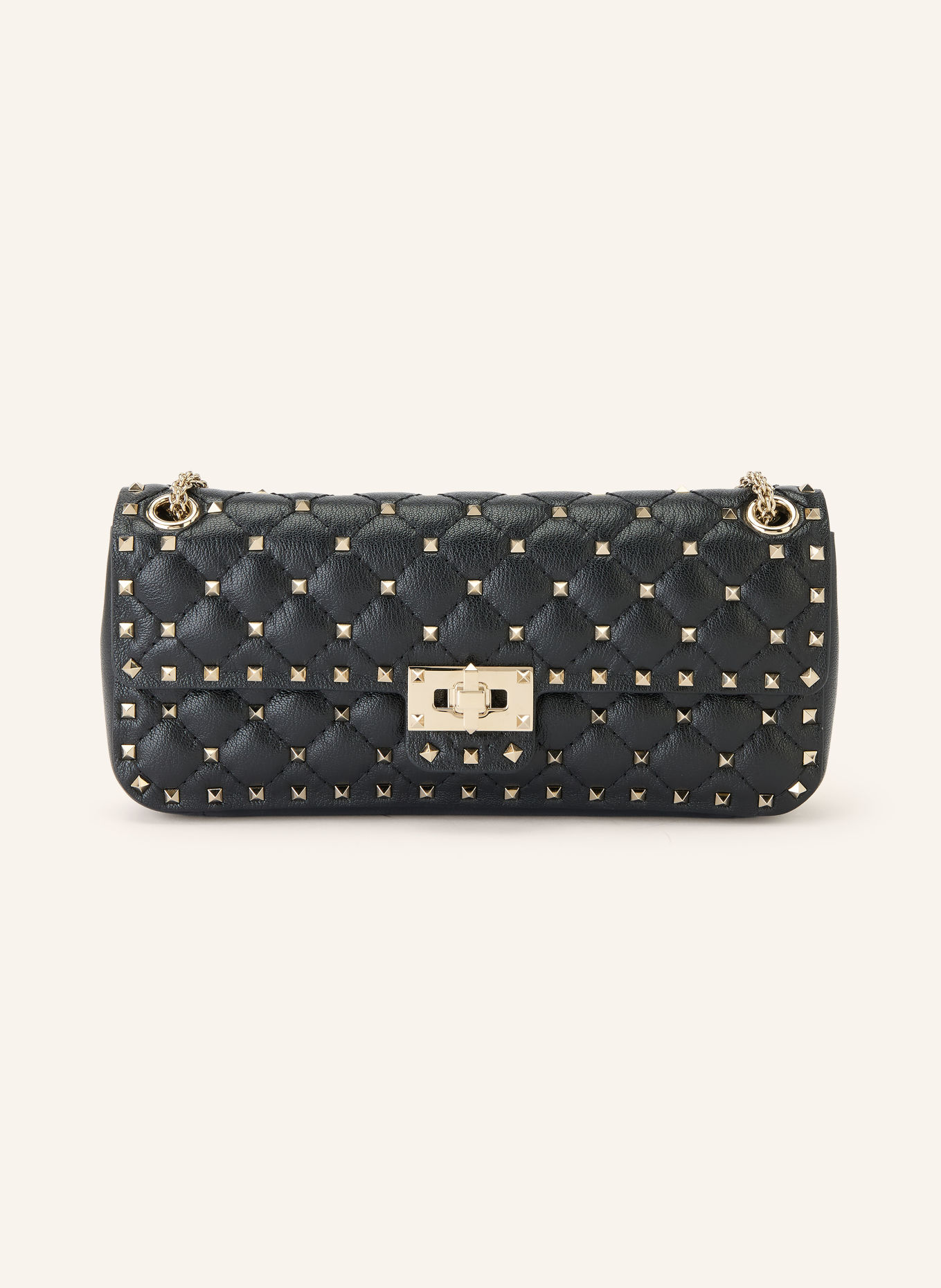 VALENTINO GARAVANI Schultertasche ROCKSTUD SPIKE mit Nieten: SCHWARZ / GOLD
