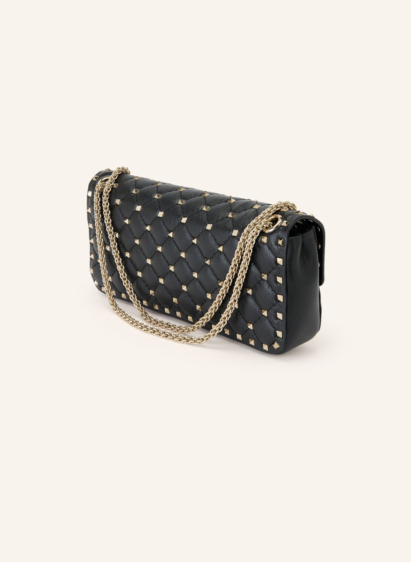 VALENTINO GARAVANI Schultertasche ROCKSTUD SPIKE mit Nieten: SCHWARZ / GOLD