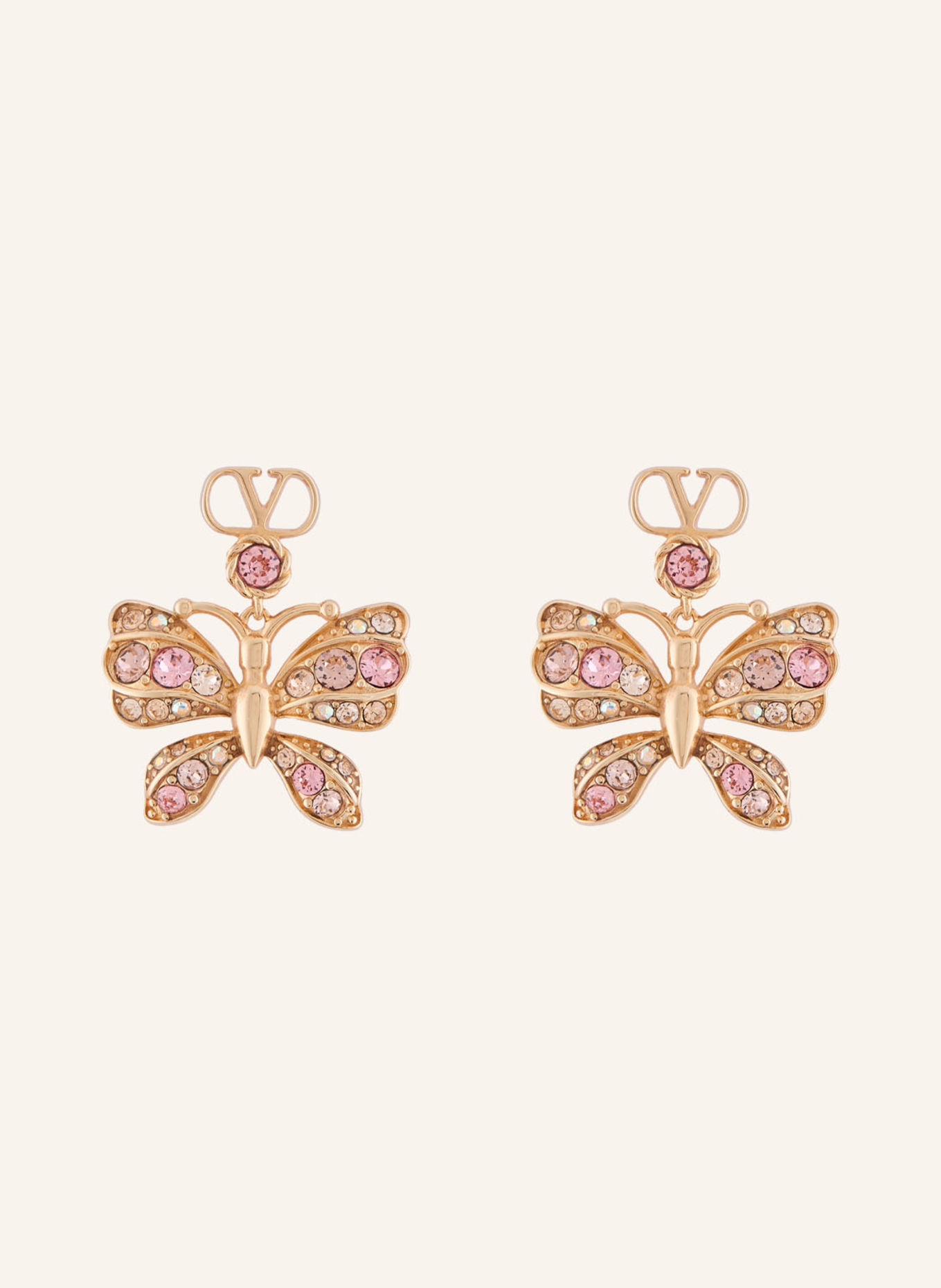 VALENTINO GARAVANI FLUTTERBY Drop Earrings: GOLD / PINK