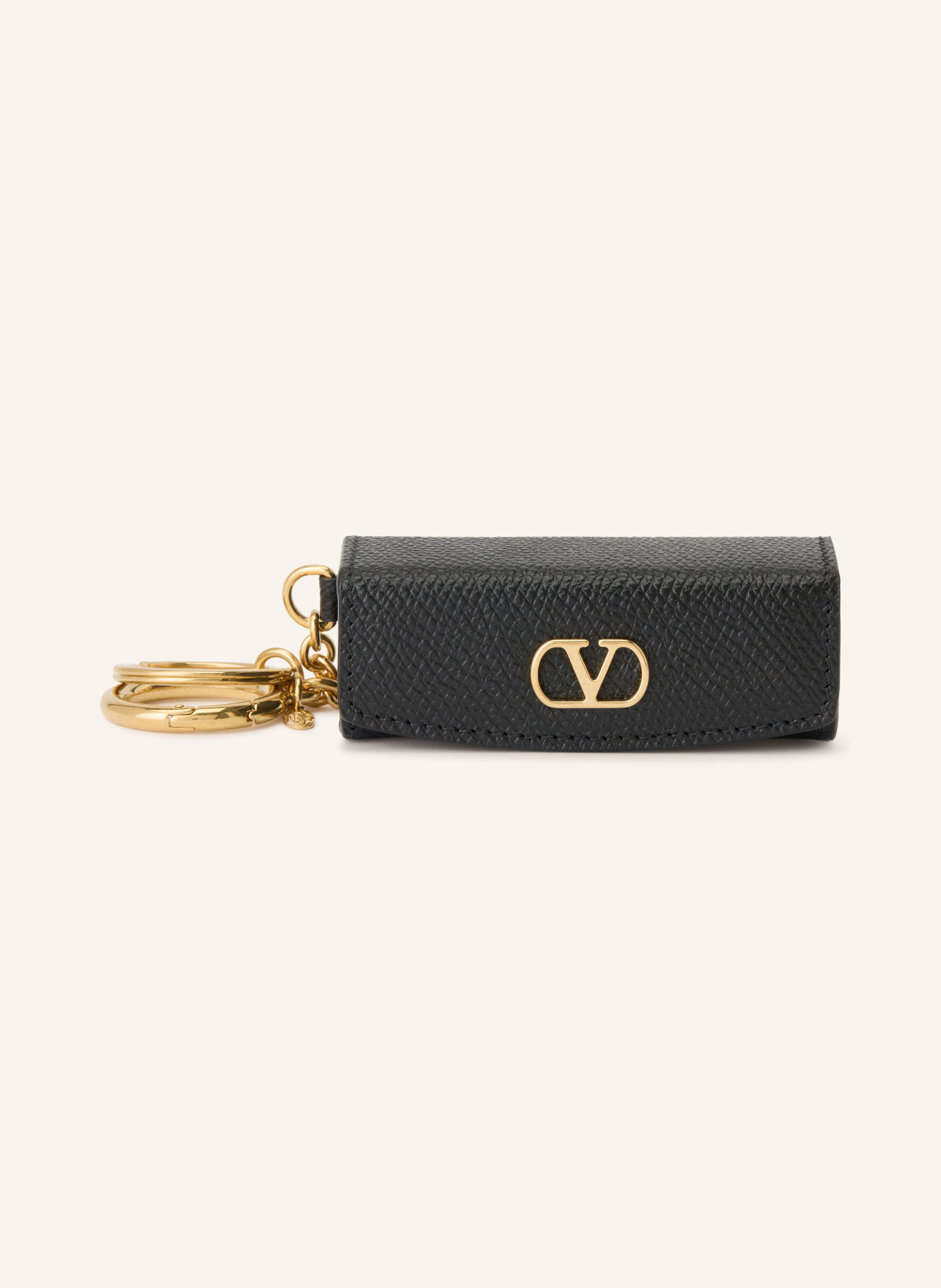 VALENTINO GARAVANI Breloque de sac VLOGO SIGNATURE: NOIR / OR