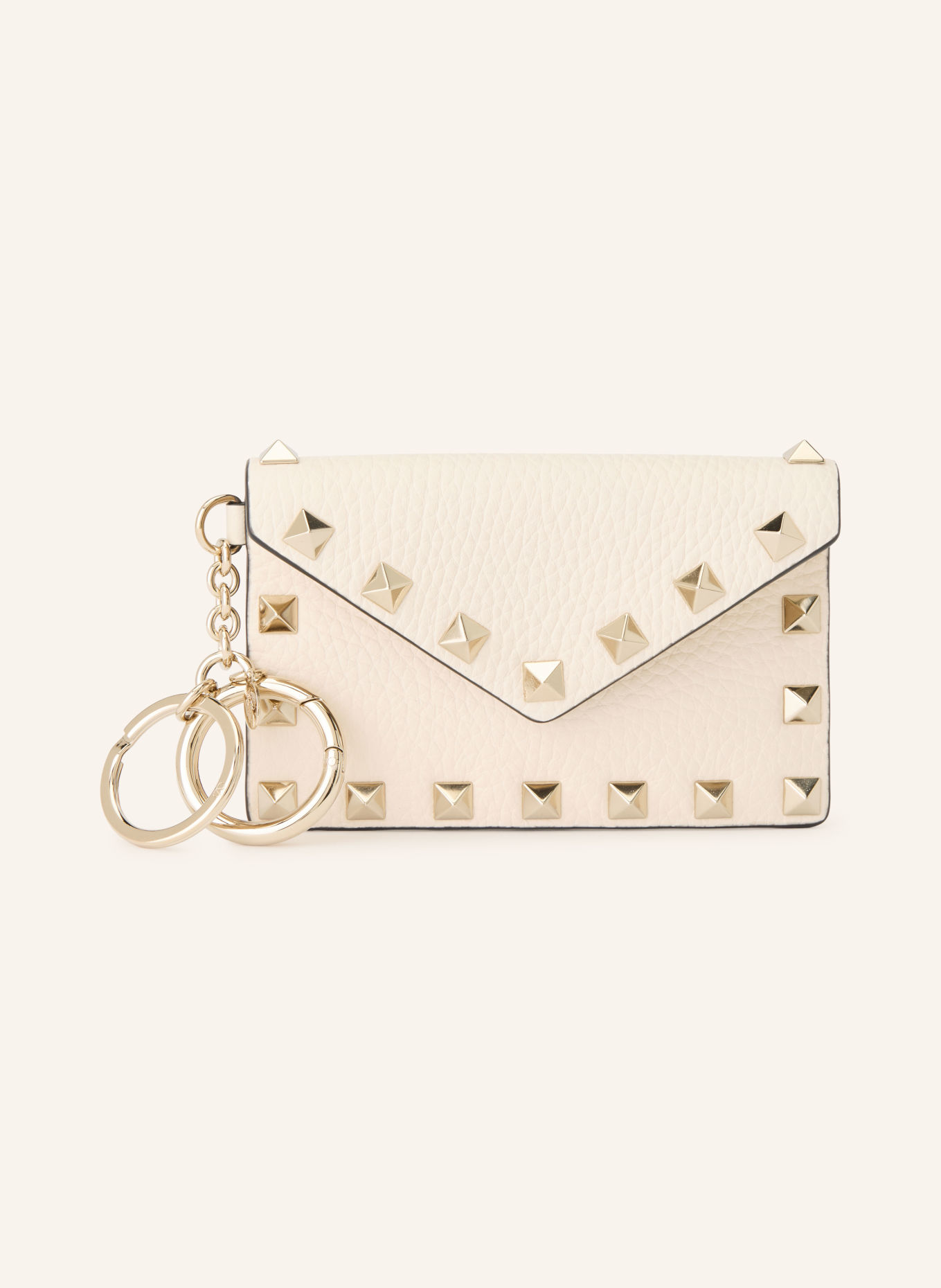 VALENTINO GARAVANI ROCKSTUD Bag charm with Rivets: CREAM / GOLD