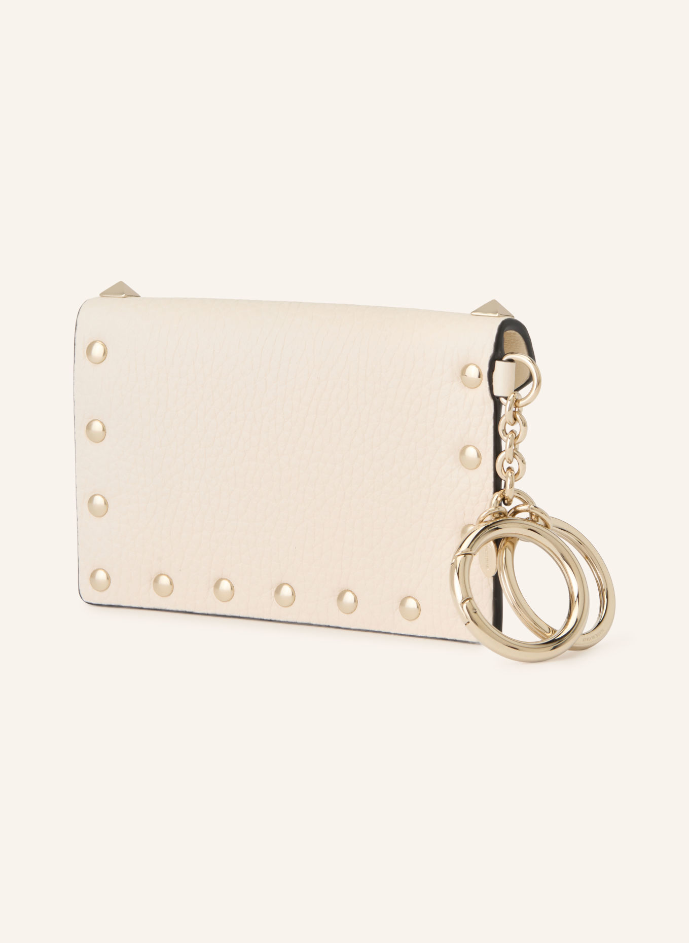 VALENTINO GARAVANI ROCKSTUD Bag charm with Rivets: CREAM / GOLD