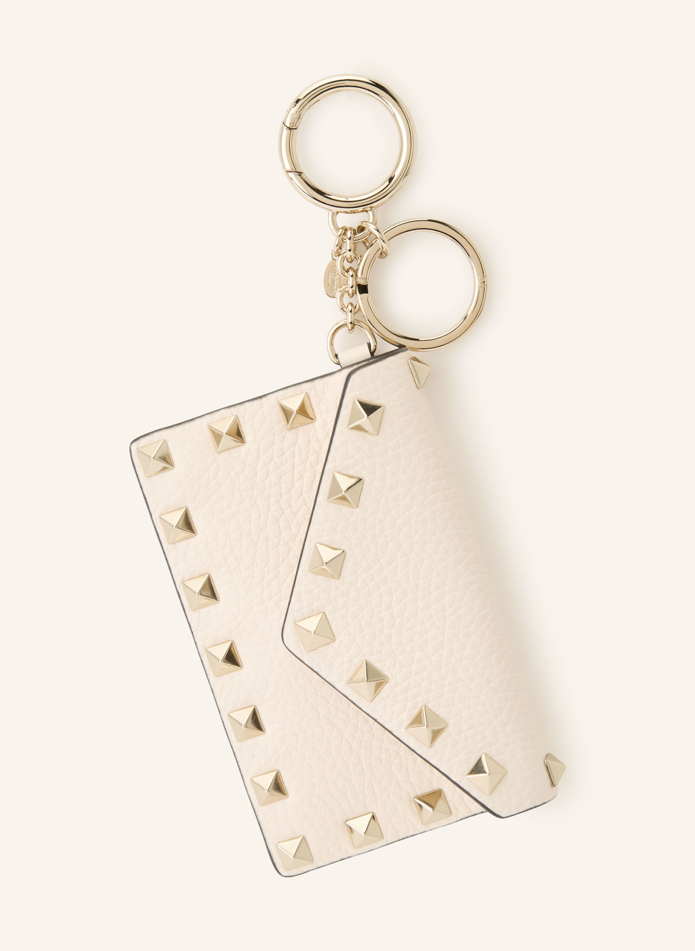 VALENTINO GARAVANI ROCKSTUD Bag charm with Rivets: CREAM / GOLD
