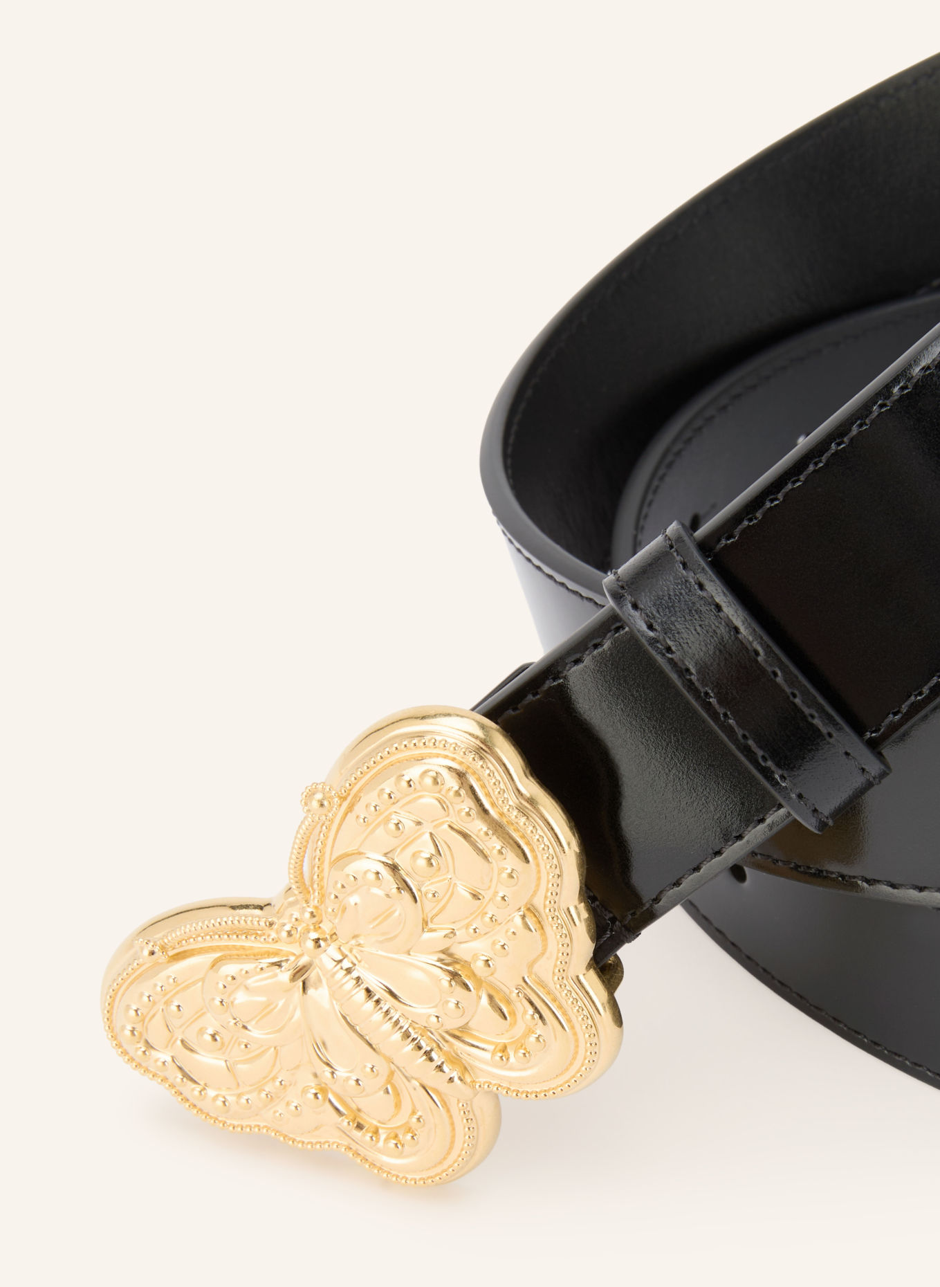 VALENTINO GARAVANI FLUTTERBY Leather belt: BLACK