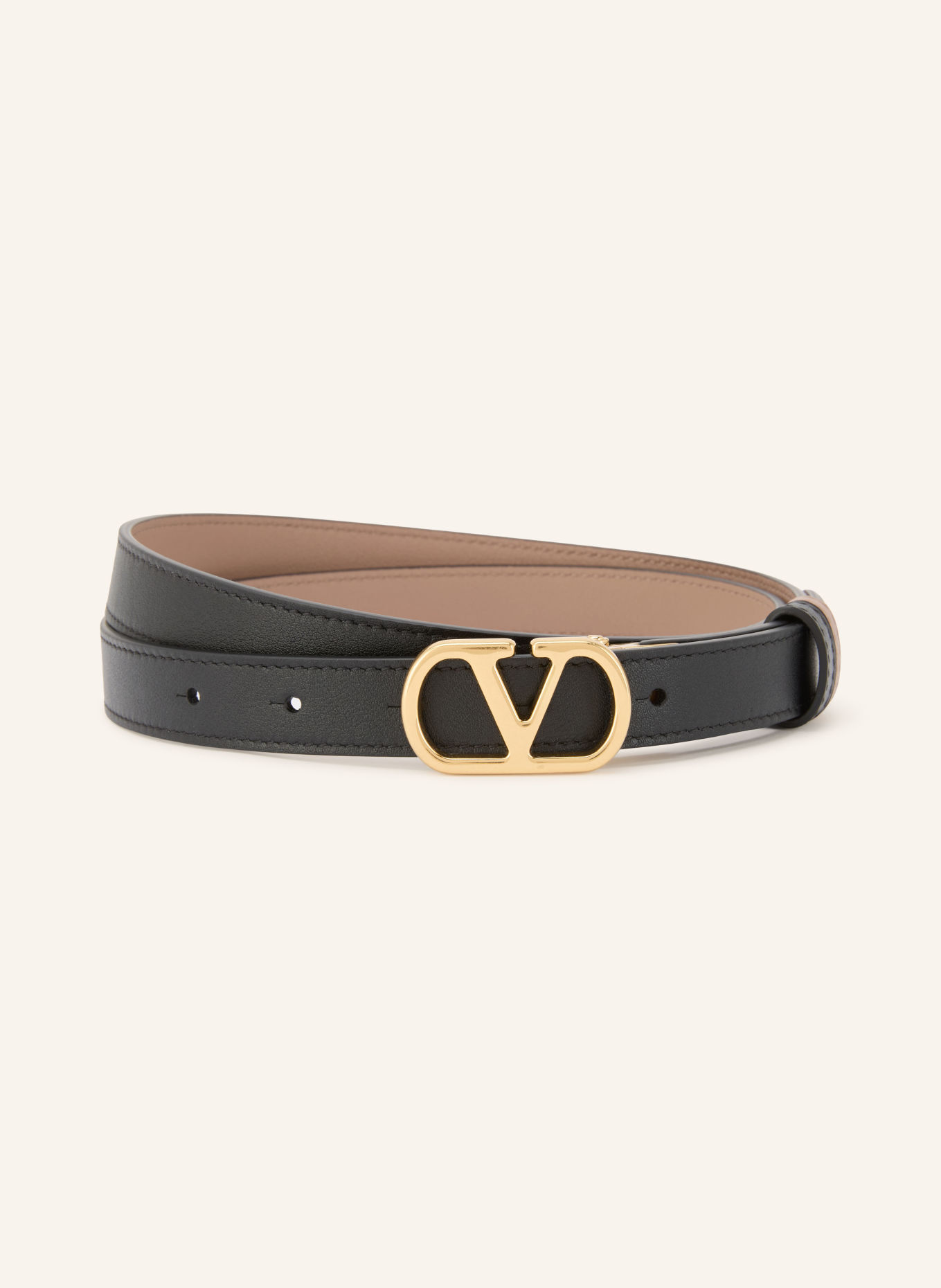 VALENTINO GARAVANI Ledergürtel VLOGO SIGNATURE zum Wenden: SCHWARZ / ROSÉ