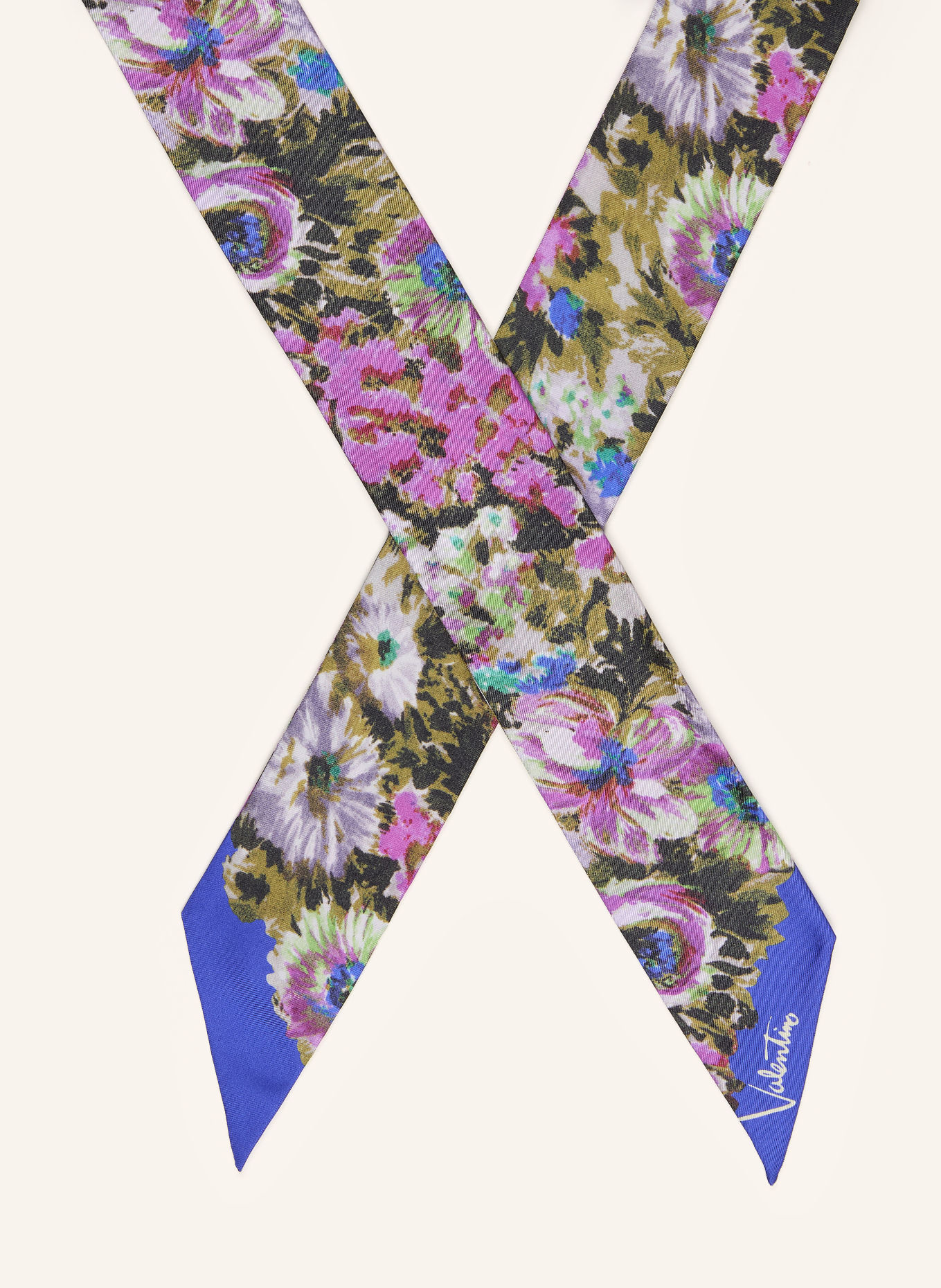 VALENTINO GARAVANI Zijden sjaal SCARF BANDEAU: BLAUW / PAARS / GROEN